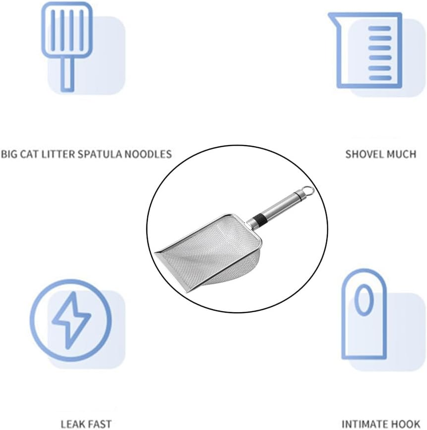 Stainless Steel Cat Litter Scoop,Stainless Steel Fine Mesh Sand Shovel,Cat Feces Screening Clean Shovel image number 3
