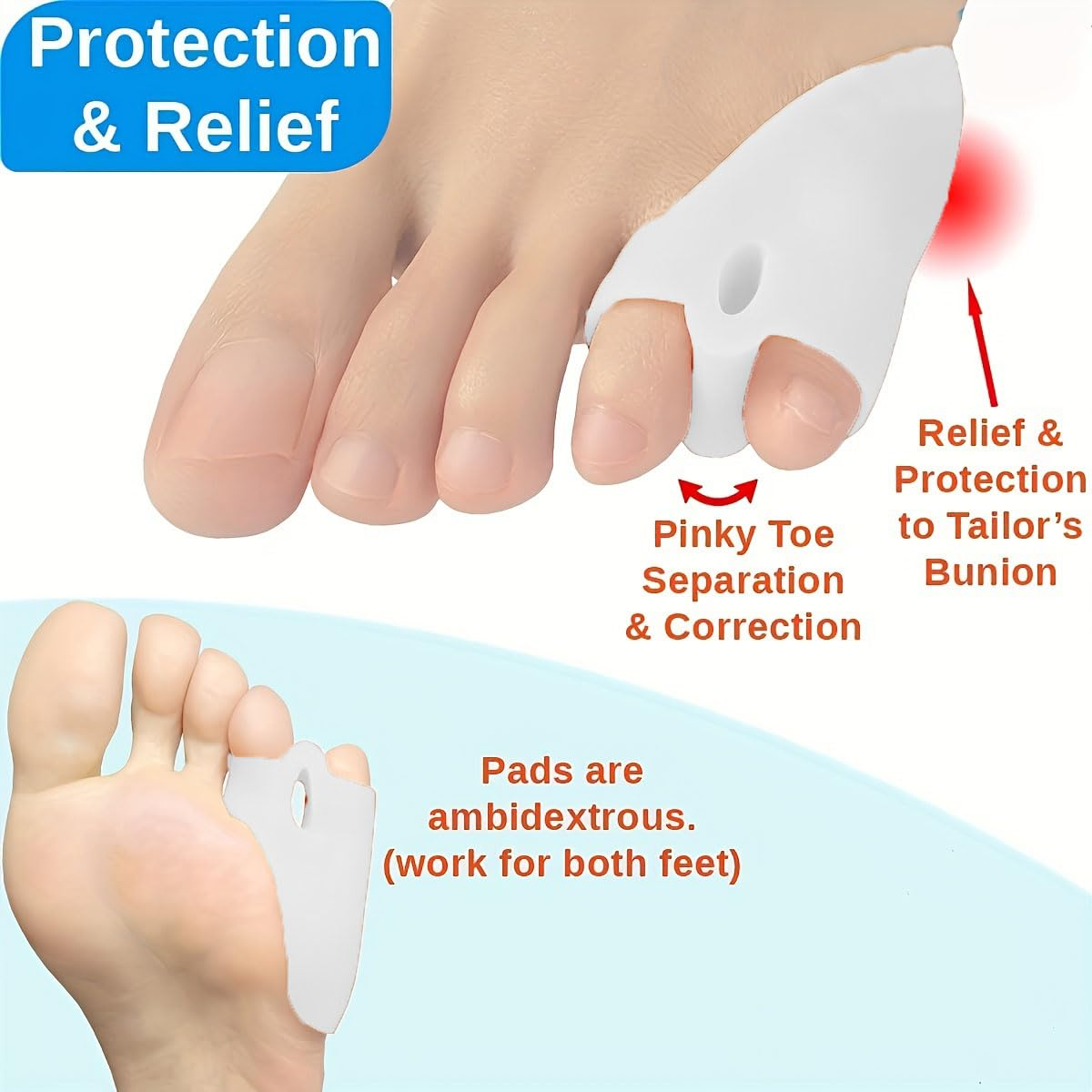 Pinky Toe Separators, Little Toe Spacers, 6 Pieces Small Toe Separators for Overlapping Toes Relieve Pain from Friction and Pressure Foot Care Tool image number 2