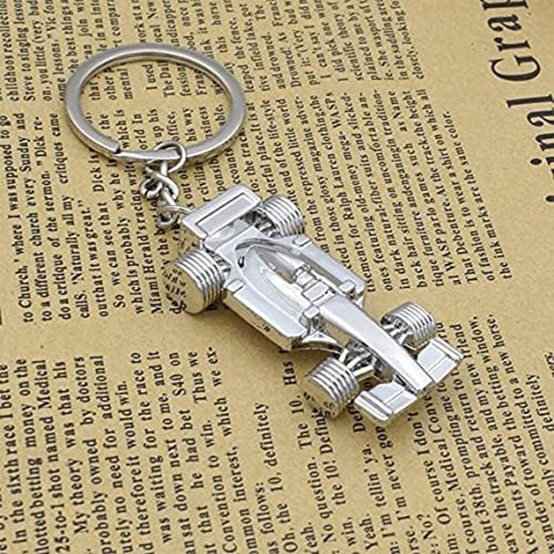 Silver Racing Car Keyring, Perfect Fathers Day, Birthday, Christmas for Fans of Racing, 1 Pcs Sport F1 Keyring Key Chain, Key Ring Accessory Formula 1 Gifts for Boy or Men, Silver, 4*2*1 image number 5