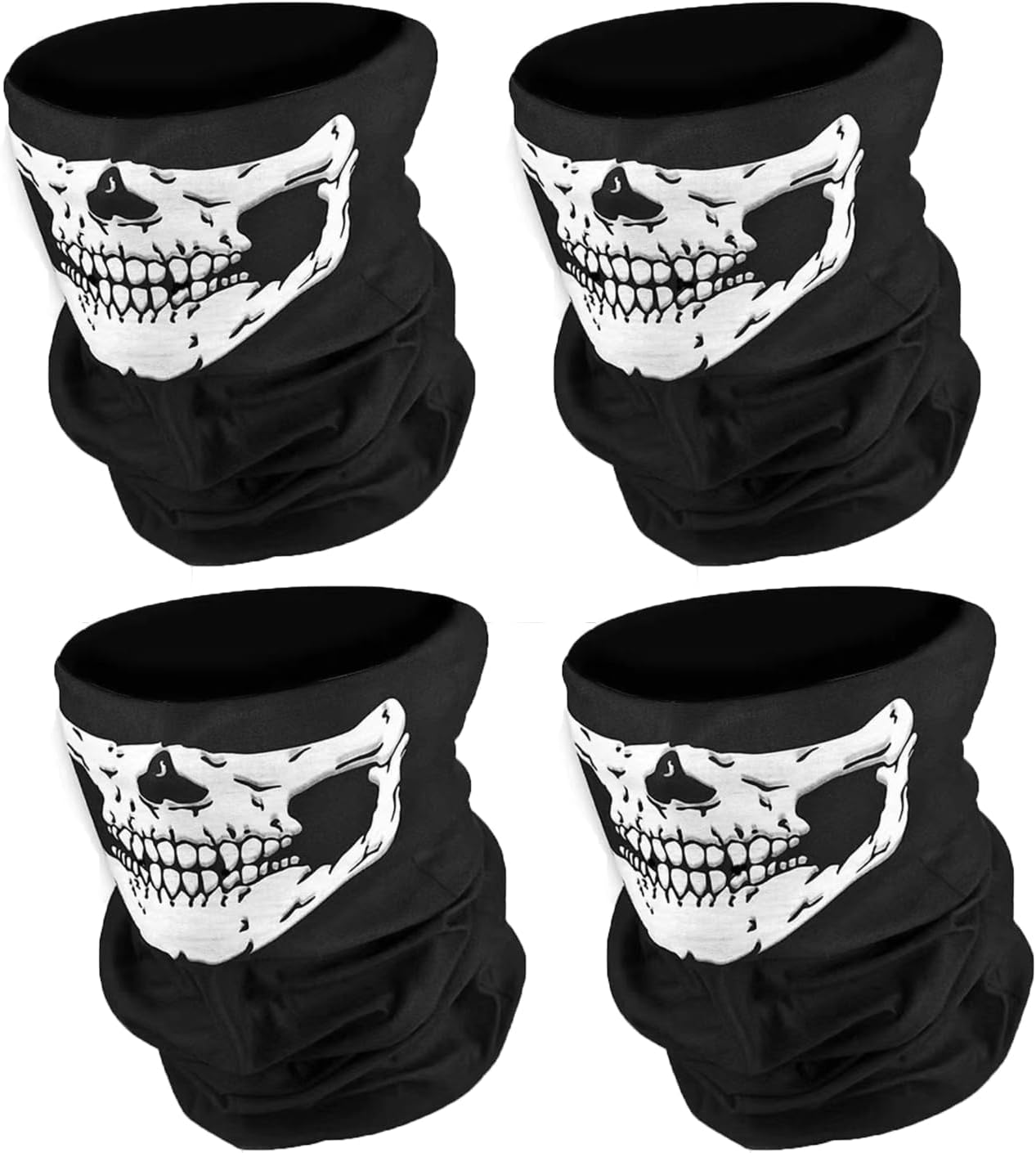 4Pcs Skull Mask Gaiter Mask Headwear Bandana Halloween Mask Balaclava Breathable Face Masks Neck Gaiter Scarf for Motocycle