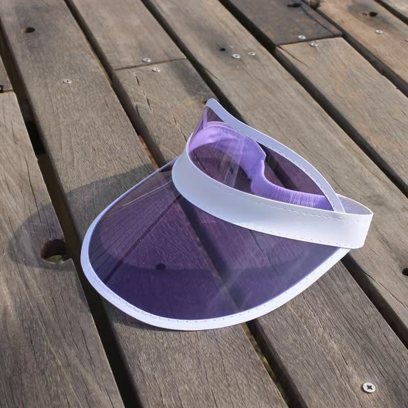 2 Pieces Sun Visor Hats Women Sports Beach Golf Hat PVC Visor Hats for Women Colored Visor Retro Visor for Men Outdoor image number 6