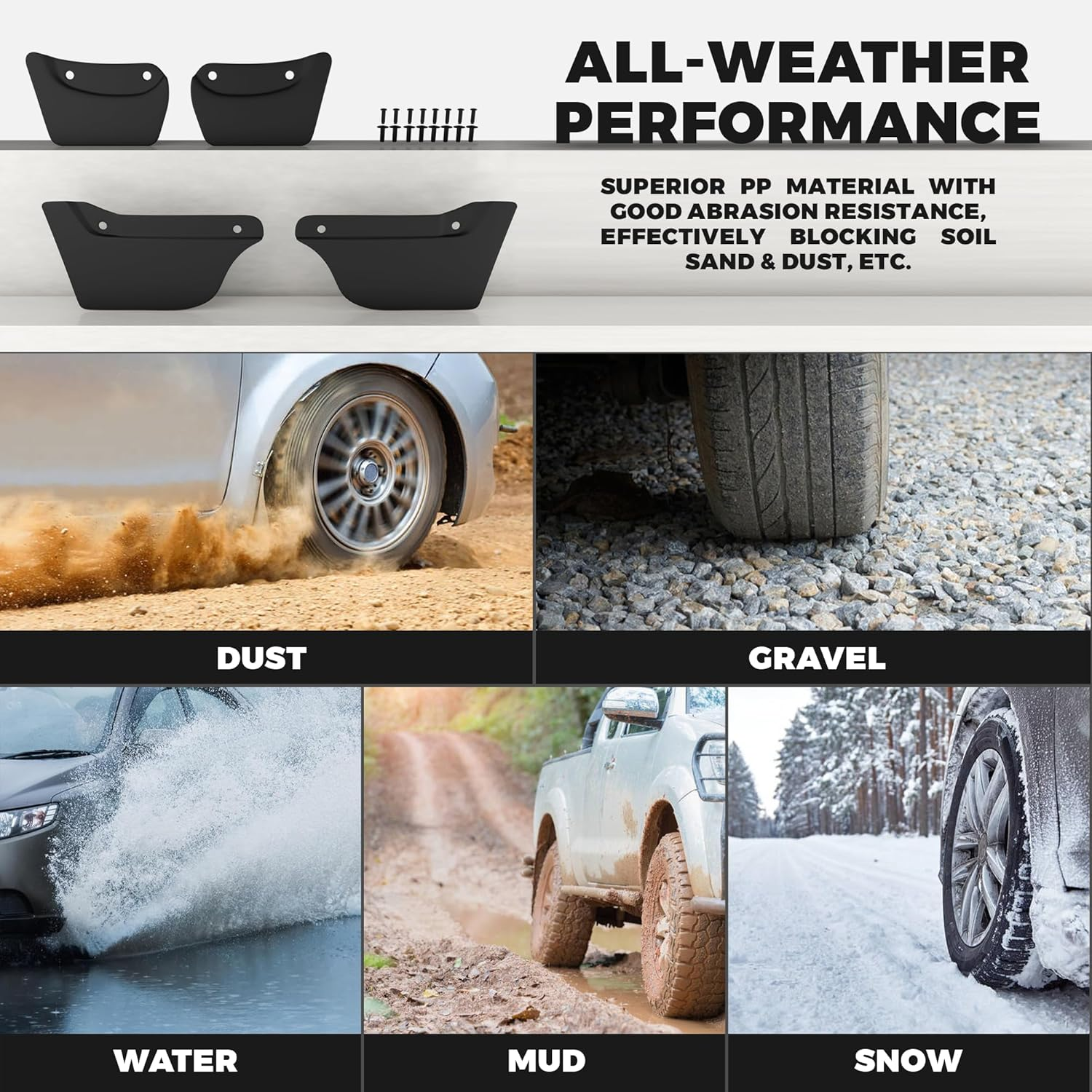 Mud Flaps for 2024 Tesla Model 3 Highland, 4 Pieces Car Splash Guards Mudguards for Front & Rear, No Drilling Required Mud Guard Accessories for Model 3, Car Fender Kits Easy Installation image number 6