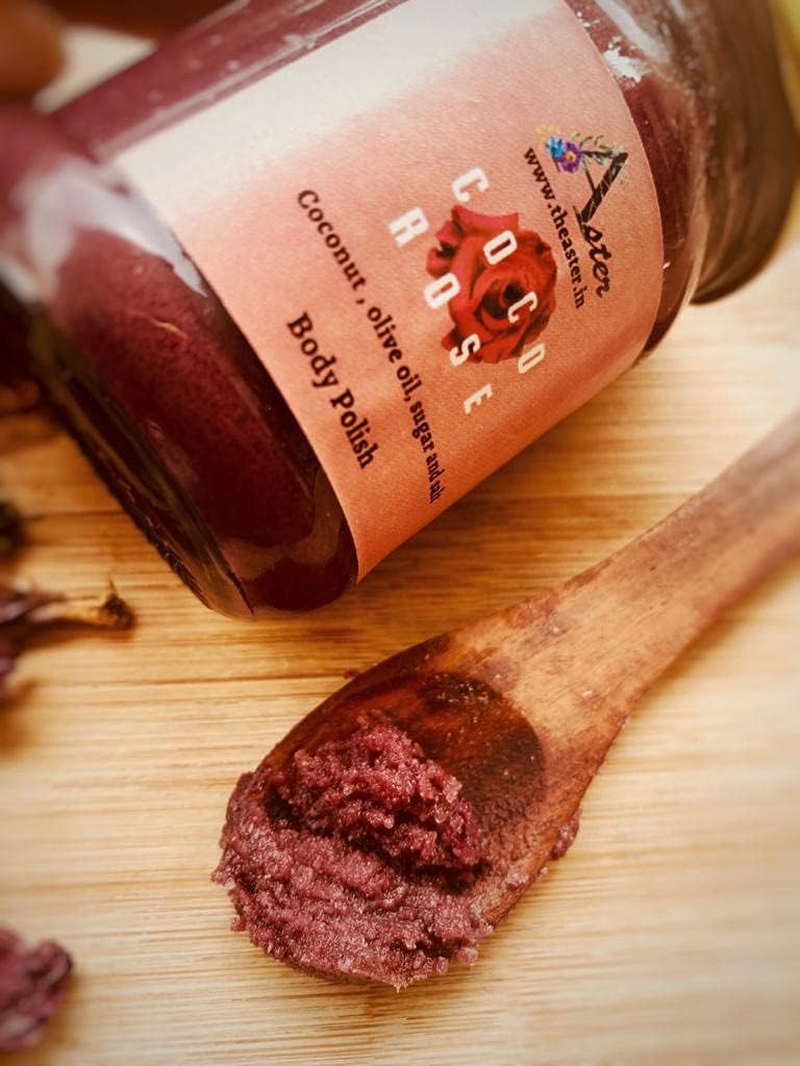 Aster COCO ROSE SCRUB, Body Scrub, Rose Scrub, Handmade, Gentle Exfoliation, Exfoliation & Cleansing for Glowing, Smooth and Soft Skin, No Paraben & SLS, Body Polish 100 GMS image number 1
