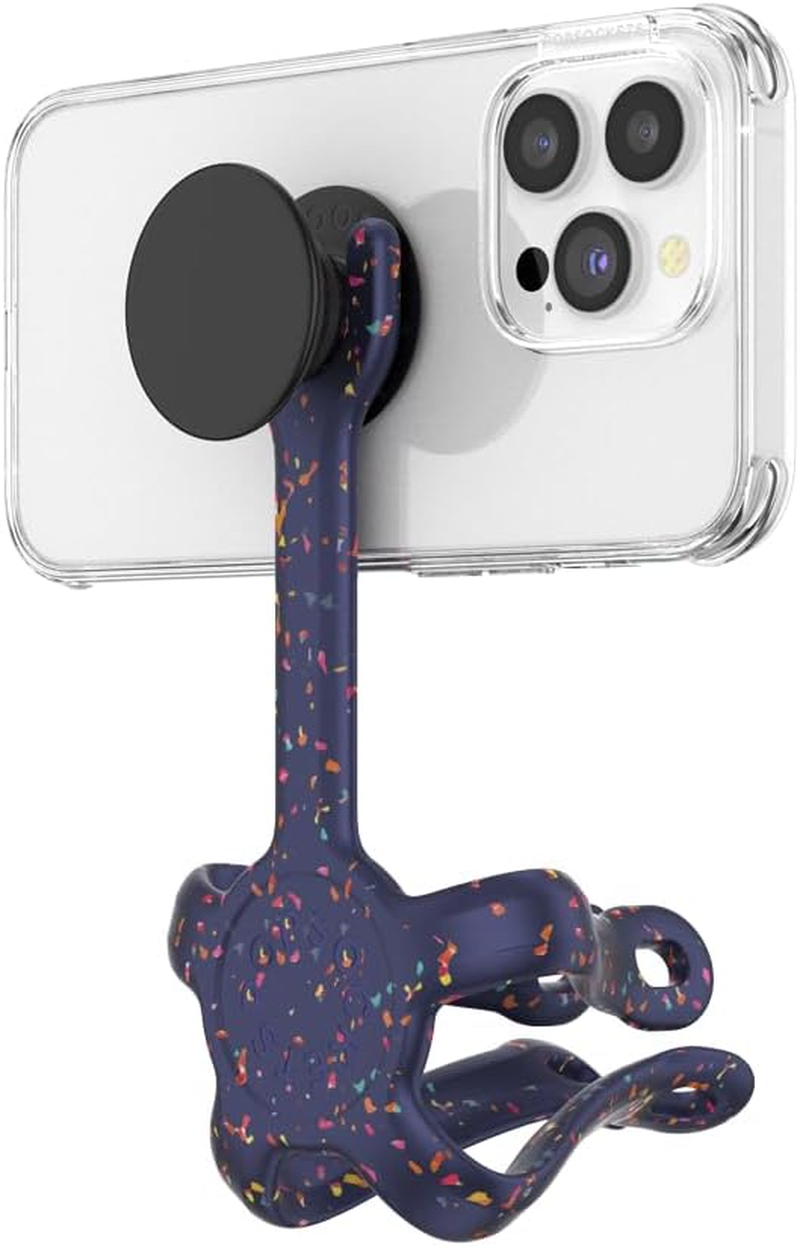 Popsockets Flexible Phone Mount & Stand, Phone Tripod Mount, Universal Device Mount - Navy Confetti - Forest Shimmer Flower image number 6