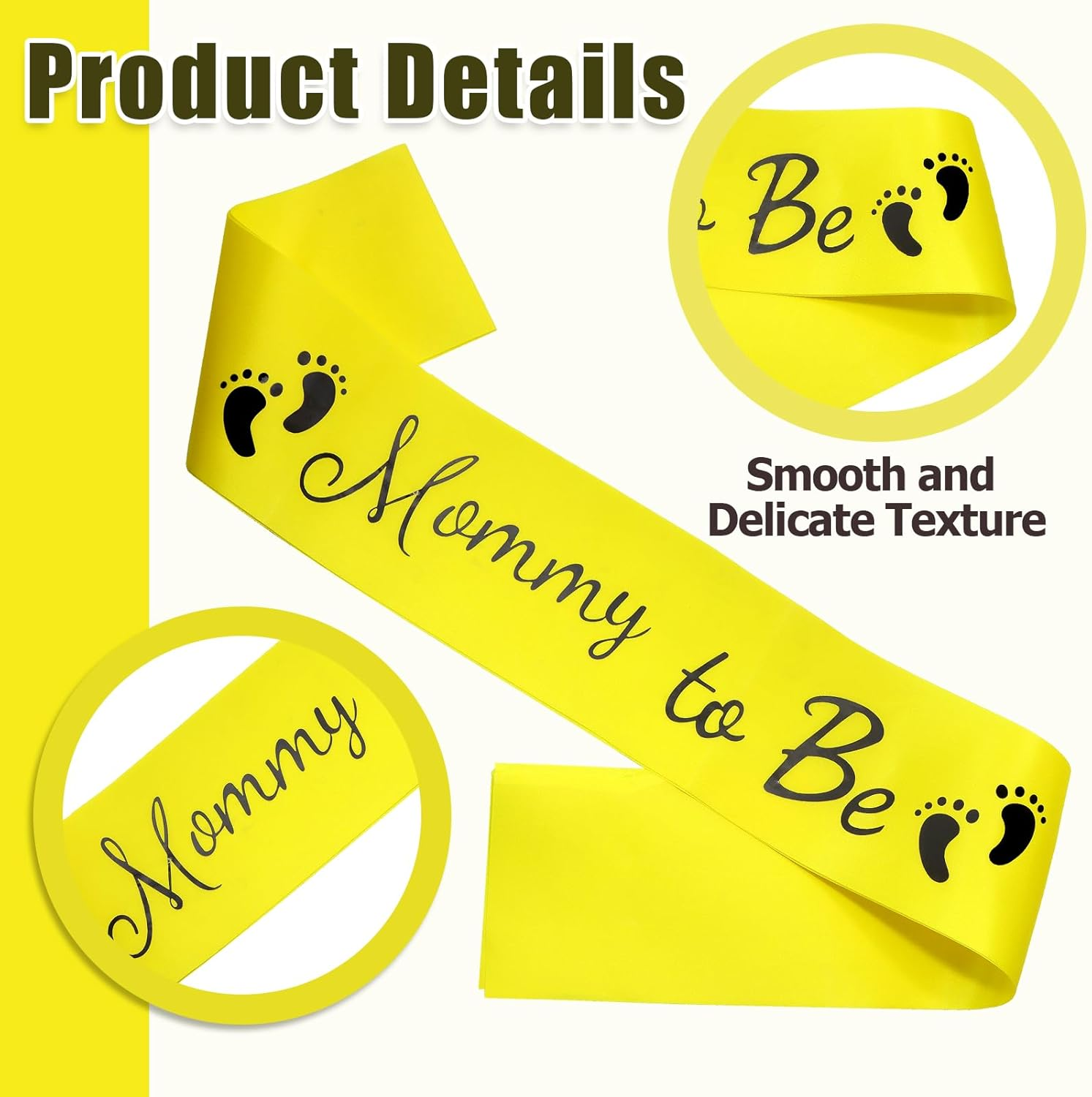 MILVOWOC 2 Pack Baby Shower Sash Set - Yellow Mommy to Be Sash & Daddy to Be Badge for Pregnancy Parties, Gender Reveals Gift with Satin Ribbon & Glossy Texture Baby Shower Decorations - Blue image number 3