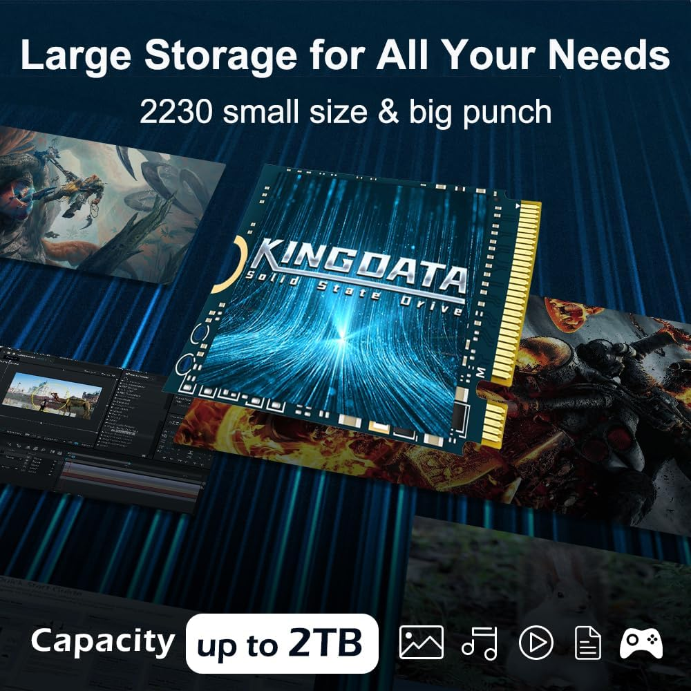 KINGDATA SSD 2TB M.2 2230 Nvme Pcie Gen 4.0X4, Internal Solid State Drive for Steam Deck, Surface Pro, Ultrabook, High Performance Gaming SSD Storage Expansion (M.2 2230 Pcie 4.0, 2TB) image number 5