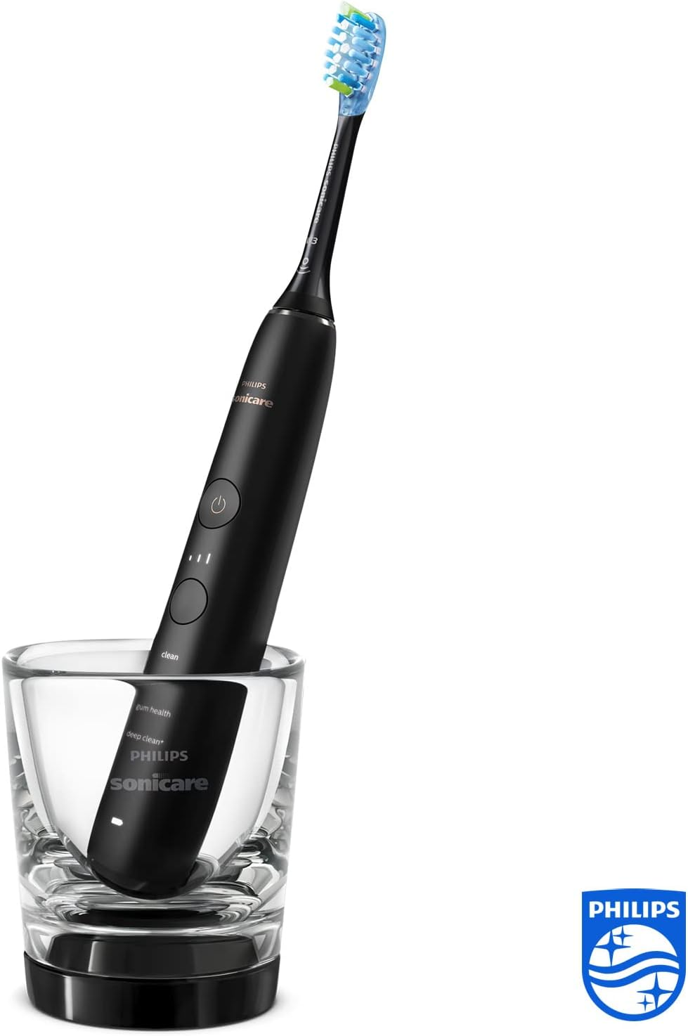 Philips Sonicare Diamondclean 9000 Electric Toothbrush Twin Pack - 2 Sonic Toothbrushes, 2 Charging Glasses, 4 Premium Brush Heads, New Generation, Black (Model HX9914/63) image number 2