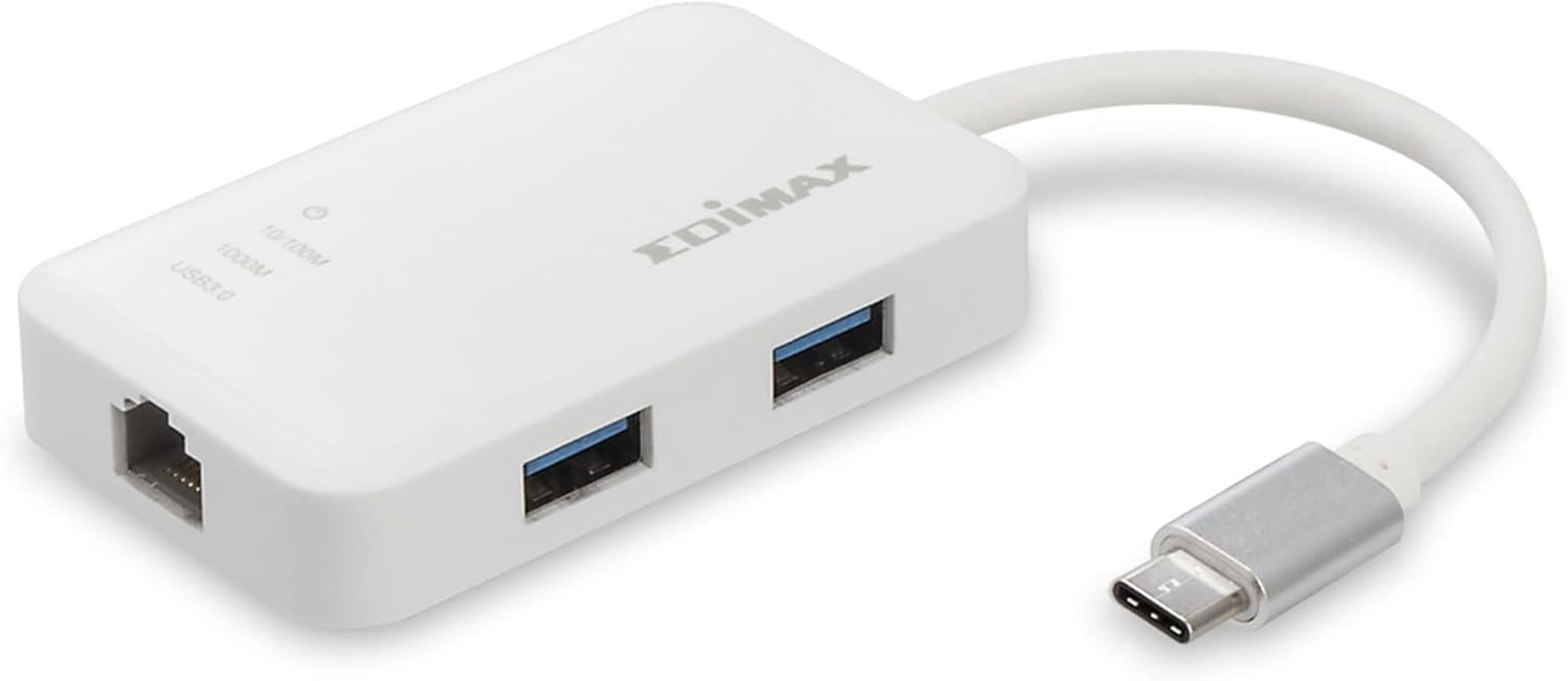 Edimax USB-C USB Hub with 3X USB 3.0 Ports and Gigabit Ethernet LAN Adapter, USB to RJ45 1000Mbps Network LAN Converter, Windows, Macbook Pro/Air, White, EU-4308