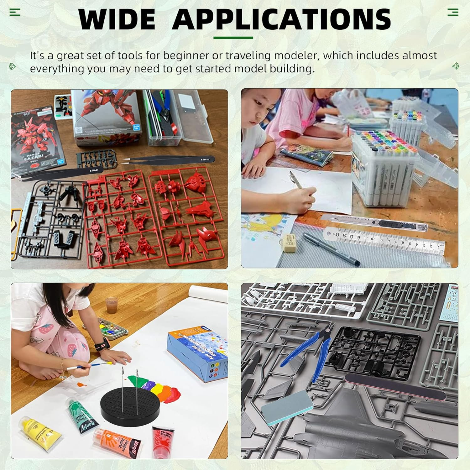 Keadic 37Pcs Gunpla Tool Paint Kit Includes Professional Gundam Model Basic Tools, Painting Stand Base Holder and Alligator Clip Sticks Modeling Tools for Airbrush Hobby Model Building Parts Assemble