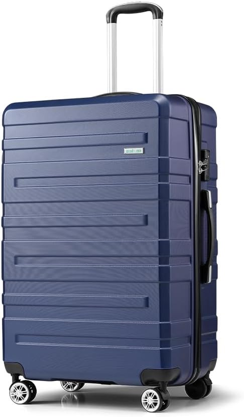 ZUNI 3 Piece Luggage Sets PC+ABS Durable Suitcase with Double Spinner Wheels T-SA Lock, Carry on Luggage for Travel, Business, 20/24/28 Inch, Black