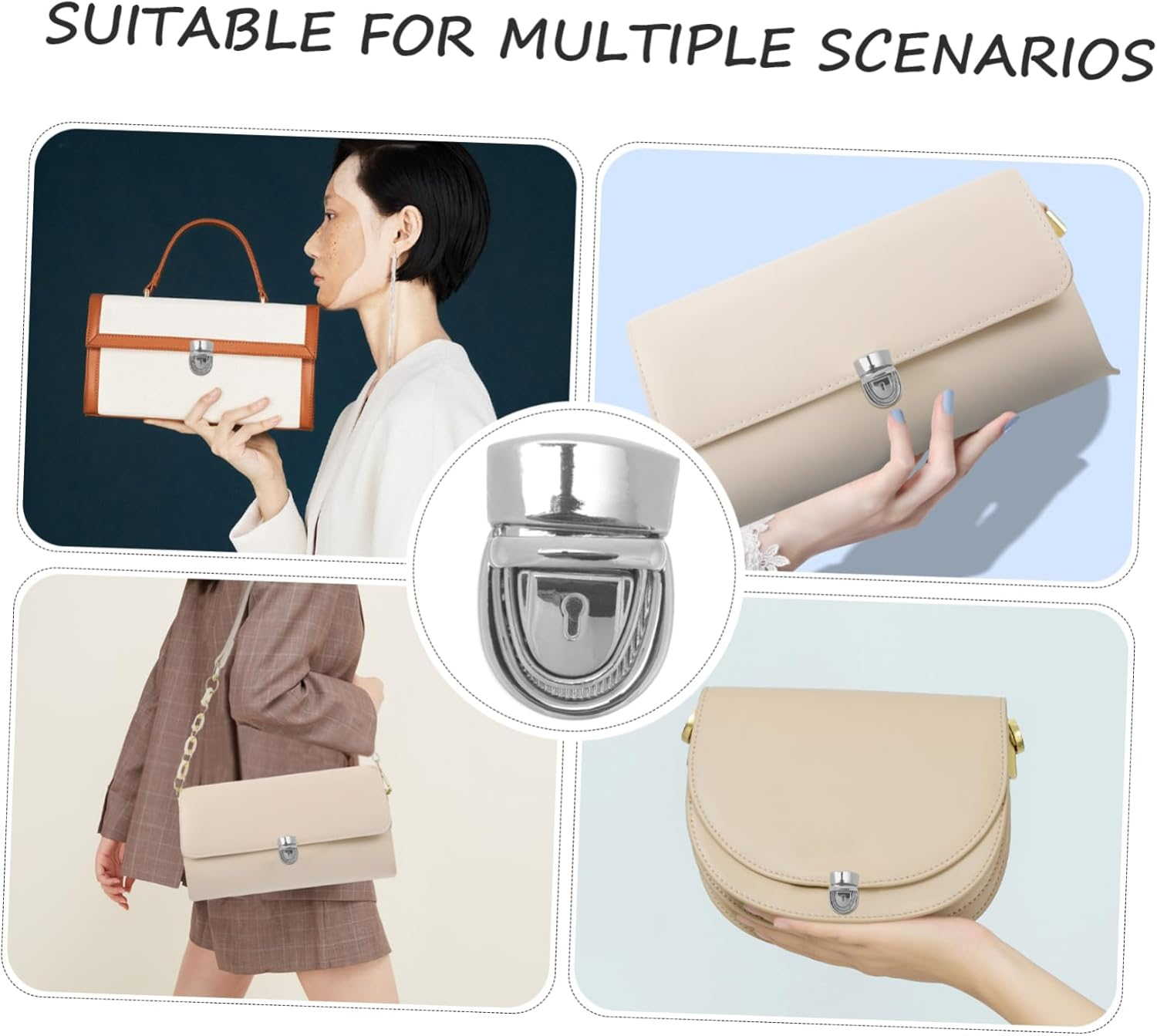 CIMAXIC 4Pcs DIY Bag Buckle Locks Zinc Alloy Press Locks for Handbags Travel Bag Accessories image number 6