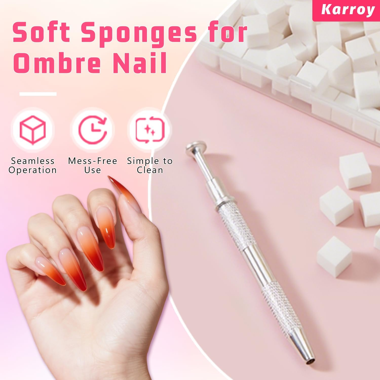 100Pcs Sponges with Grabber and Nail Art Brushes, Nail Tools Set for Ombre Gradient Nail Gel Painting Gel Kit Multifunctional Nail Brushes for Nail Design (Brushes Grabber Sponges) image number 5