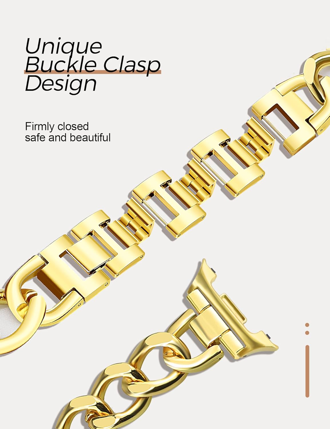 JR.DM Gold Metal Bracelet Bands for Women Compatible with Samsung Galaxy Watch 8 40 Mm 44 Mm/8 Classic 46 Mm Adjustable Cowboy Double Chain Dressy Fashion Jewellery Wrist Band for Galaxy Watch 8/8 - A1 Silver image number 3