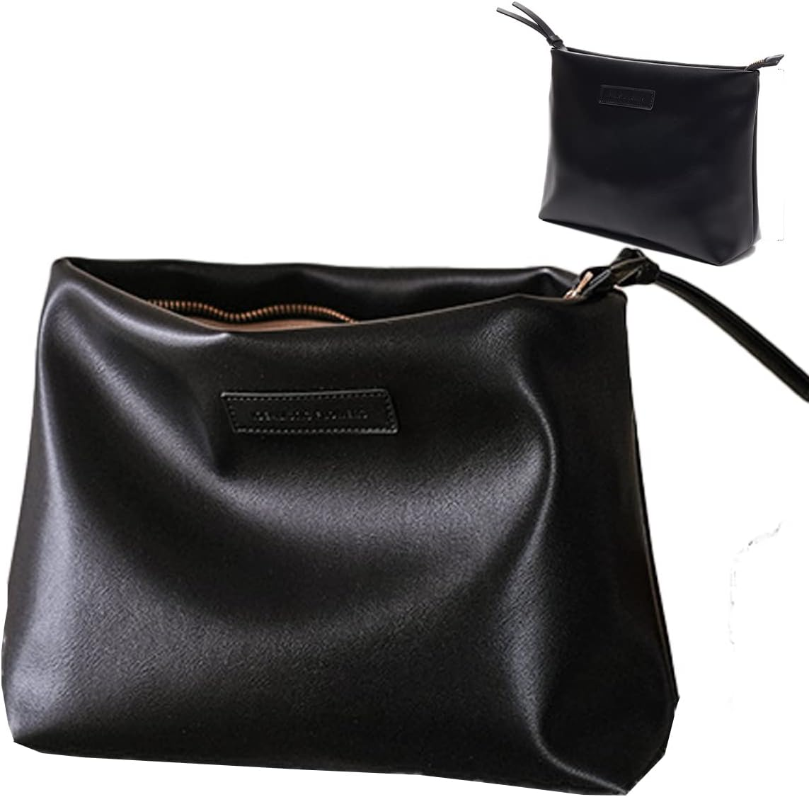 DDPOND Creamy Puffer Large Capacity Travel Cosmetic Bag for Women Skincare Care with Compartments White Makeup Bag (Black)