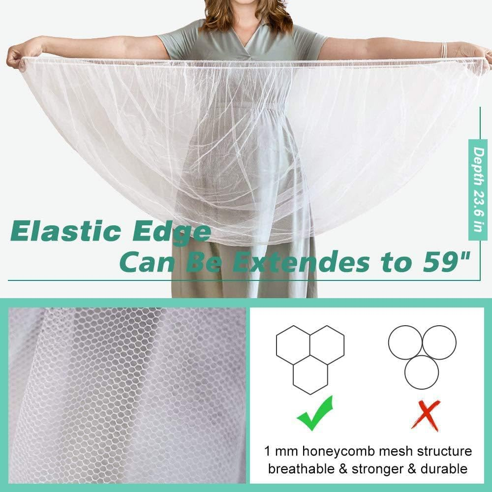 2Pcs Mosquito Net for Stroller, THJOPOKEEL Baby Stroller Mosquito Net, Breathable & Foldable Pram Net Cover with Elastic Edge for Strollers, Bassinets, Cradles, Playards and Portable Mini Crib image number 1