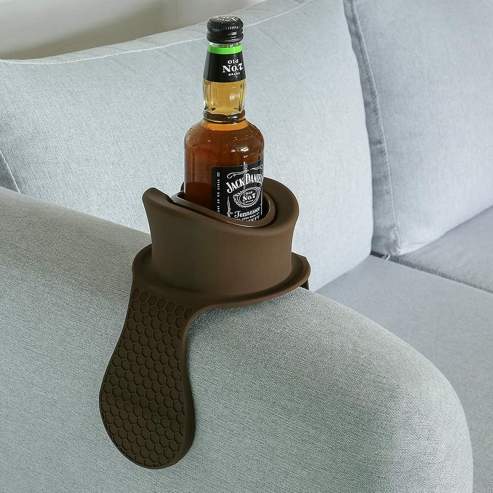 Sofa Cup Holder - Watruer the Ultimate Anti-Spill Holder Silicone Drink Holder for Your Sofa or Couch - Brown - Brown image number 6
