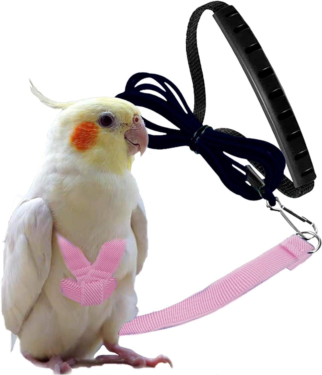 Dnoifne Parrot Bird Harness and Leash, Adjustable Training Design, Anti-Bite Nylon Rope with Cute Wing, Suitable for Alexandrine, Scarlet, Keck, Mini Macaw & Same Size Bird (Pink) - Blue image number 2