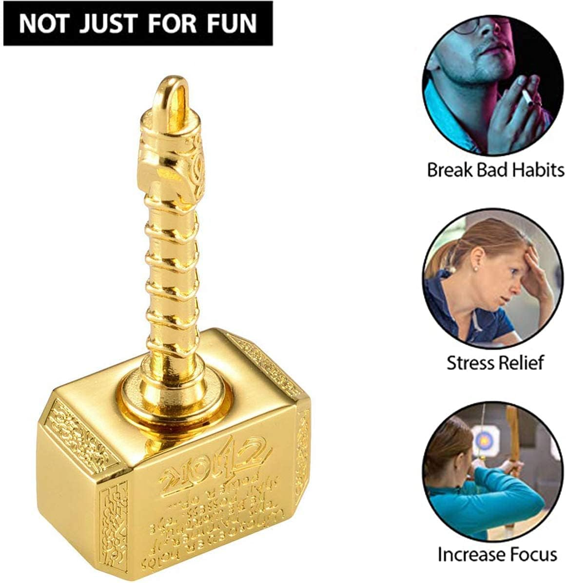 Thor Hammer Fidget Spinners Metal, Cool Fidgit Finger Hand Spinner Desk Toy, Infinity Fidget Cube Block Toy Focus Fingertip Gyro Birthday Gifts Prize for Kids Adults (2 Pack) image number 2