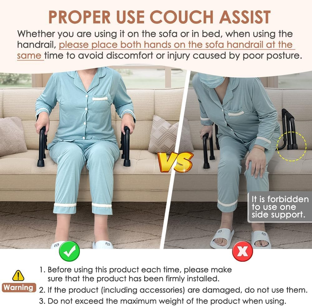 NEPPT Couch Cane Stand Lift Assist for Elderly Standing Aids Supports Assistance Bed Handle Bedside Assist Couch Rail Seniors Fall Prevention Devices Grab Bar Portable Chair Cane image number 4