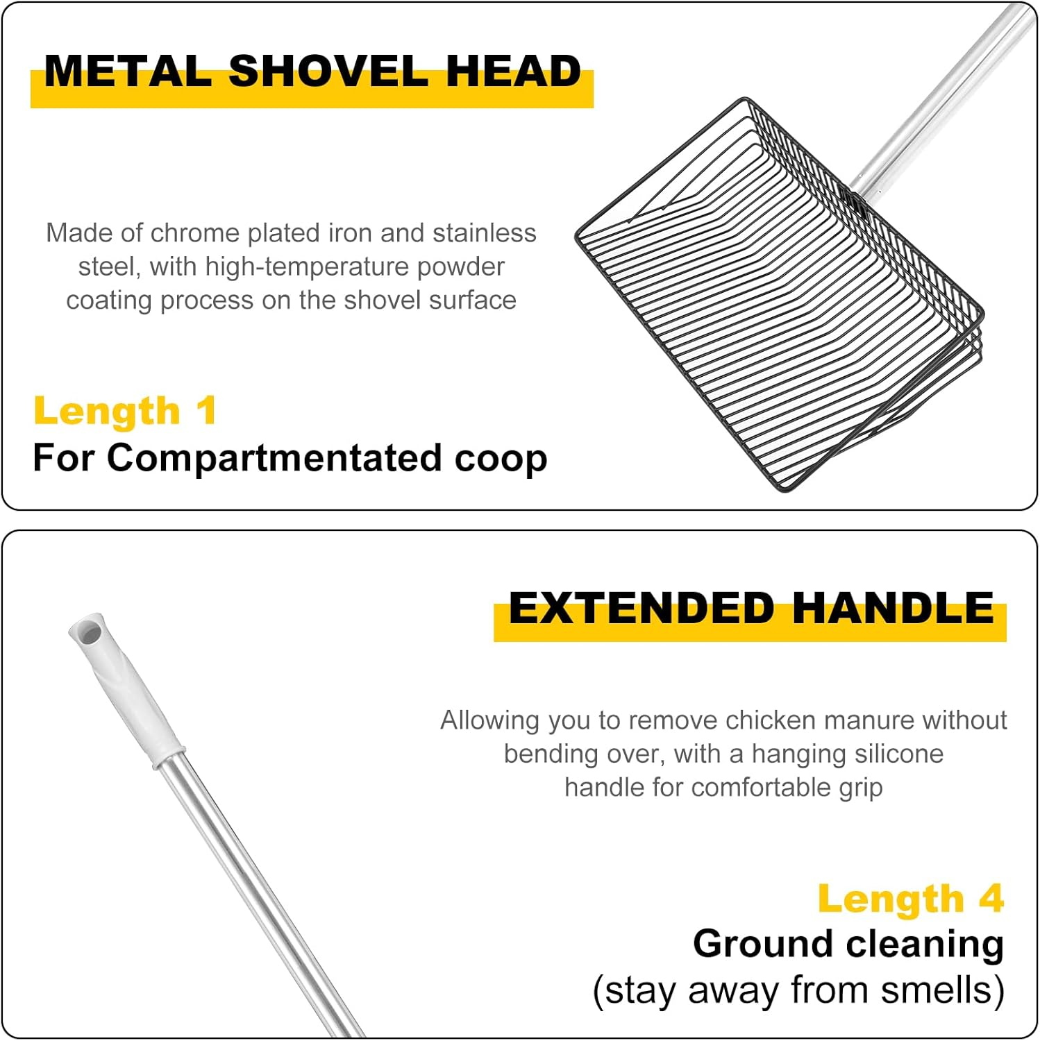 DJAPWPX Chicken Poop Scooper with 54.7 Inch Handle Sturdy Chicken Litter Scooper Removable Chicken Pooper Scooper Efficient Chicken Poop Shovel for Chicken Goat Poop Cat Litter image number 6