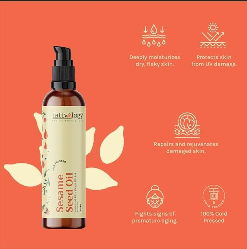 Tattvalogy Sesame Seed Oil, for Hair & Skin, Lice and Dandruff