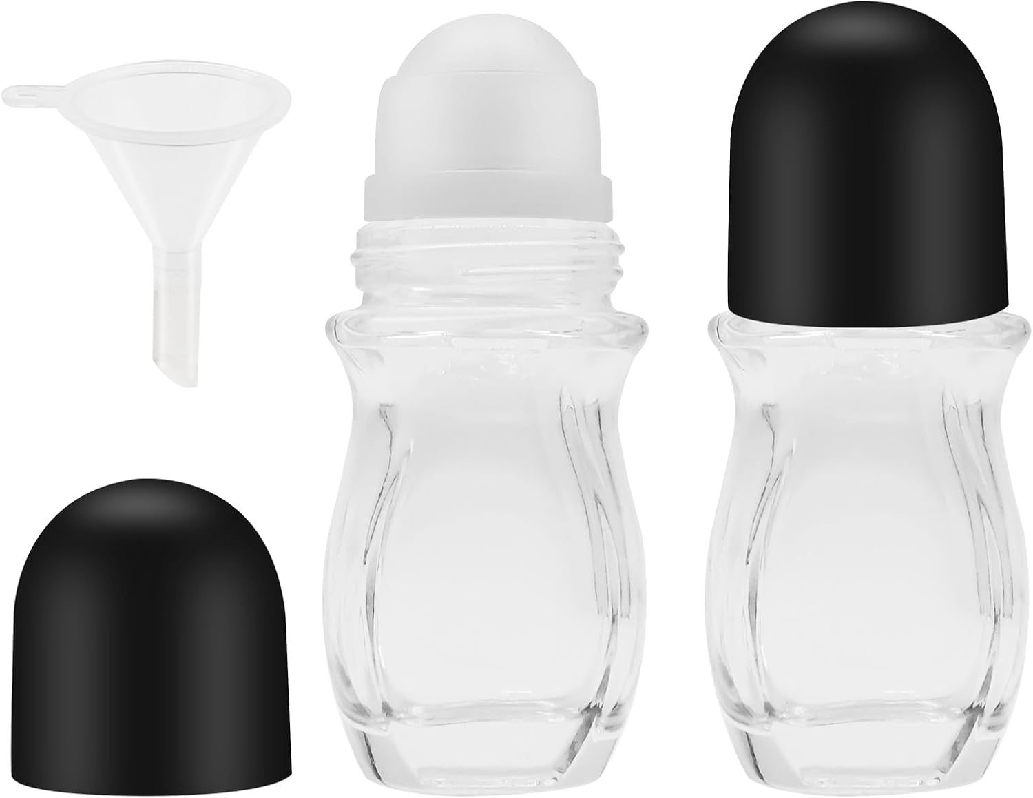 Yasdyri Empty Glass Roller Bottles 2 Pcs Black Clear Empty Glass Essential Oil Roller Bottles Empty Refillable Roll on Glass Bottles with Refillable Containers Tools and Accessories (30ML) image number 6