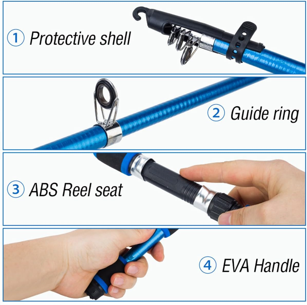 AIMALL 1.8M Telescopic Fishing Rod &ndash; 5-Section Lightweight Glass Steel Pole, Compact 16.7 Inch Closed Length, Multi-Colour Options for Sea and Freshwater Fishing - Orange image number 5