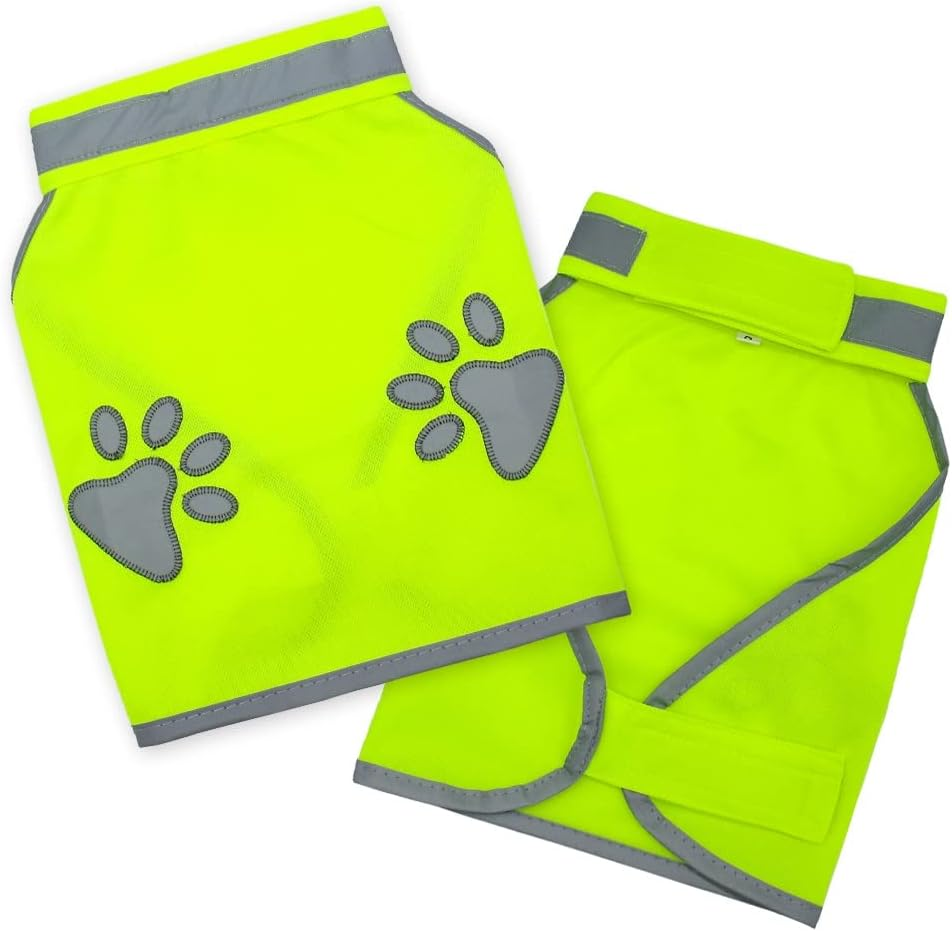 Store Yellow Hi-Vis High Visibility Fluorescent Dog Pet Puppy Safety Vest 5 Sizes Reflective Top Hi Vis Night Jacket Coat Shirt Size L image number 6