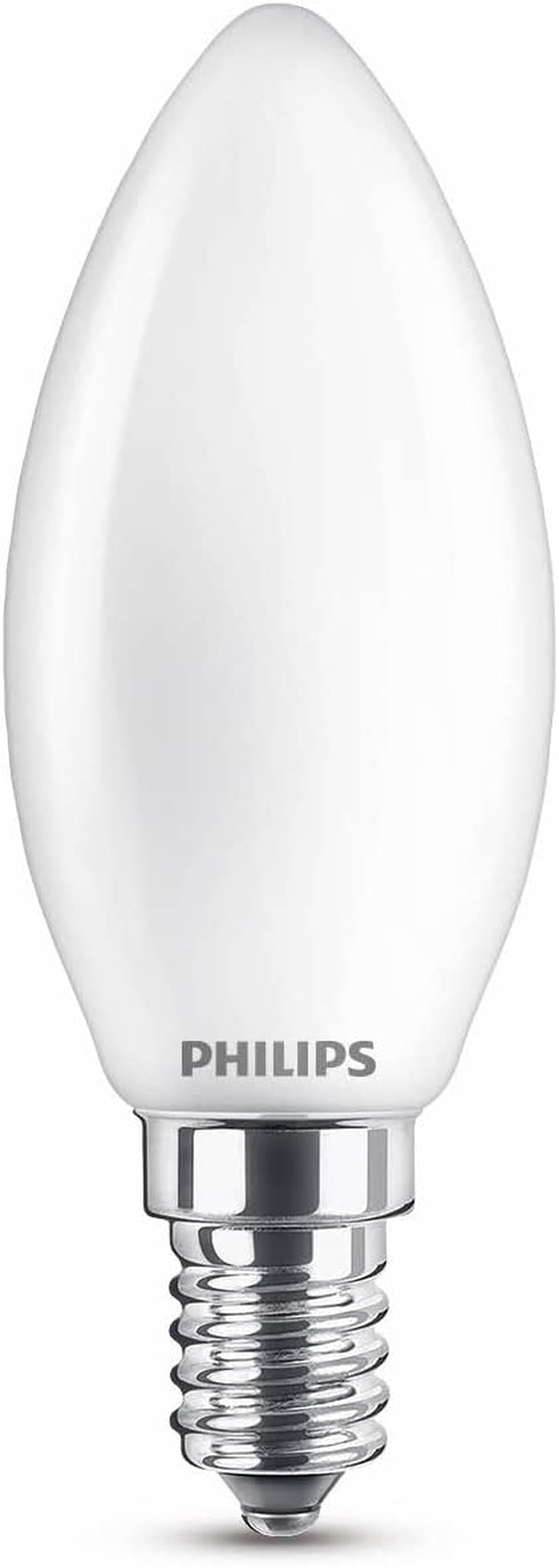 Philips LED Classic E14 Bulb, 40 W, Candle Shape, Matt, Warm White, Pack of 2 image number 1