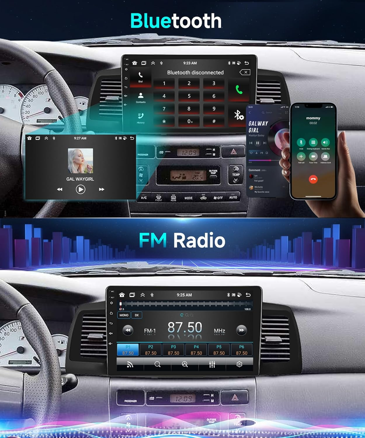 2G 64G Car Stereo Radio for Toyota Corolla EX 2005-2012 with Wireless Carplay Android Auto Mirrorlink, Podofo 9Inch HD IPS Touch Screen Bluetooth Car Radio with GPS EQ Wifi SWC Backup Camera Mic 28Uis image number 5