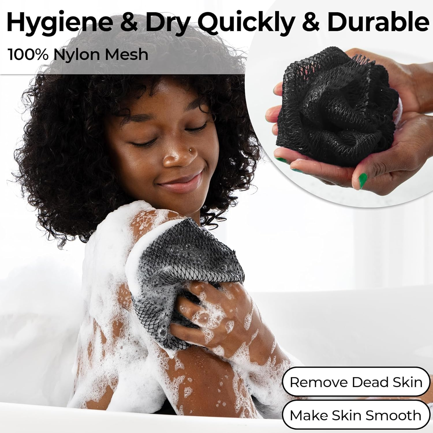 African Net Sponge Authentic - Real African Exfoliating Body Scrubber Sponge with Knots - Shower Washcloths for Exfoliator - Body Care Bathing Accessories image number 3