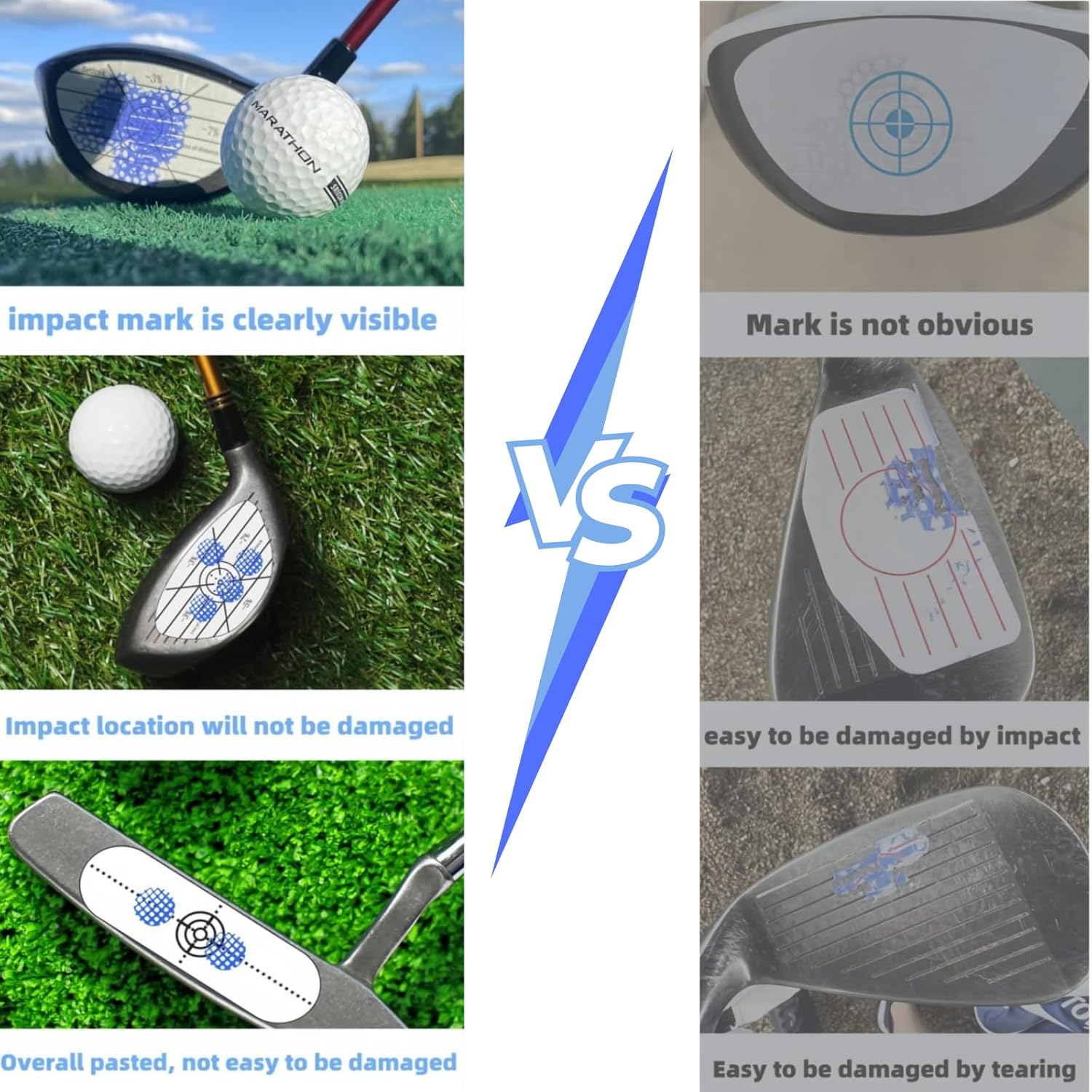 Golf Impact Tape Labels 150 PCS, Golf Impact Stickers for Swing Training Improve, JOMWEN Self-Teaching Sweet Spot and Consistency Analysis, Improve Golf Swing Accuracy and Distance image number 6