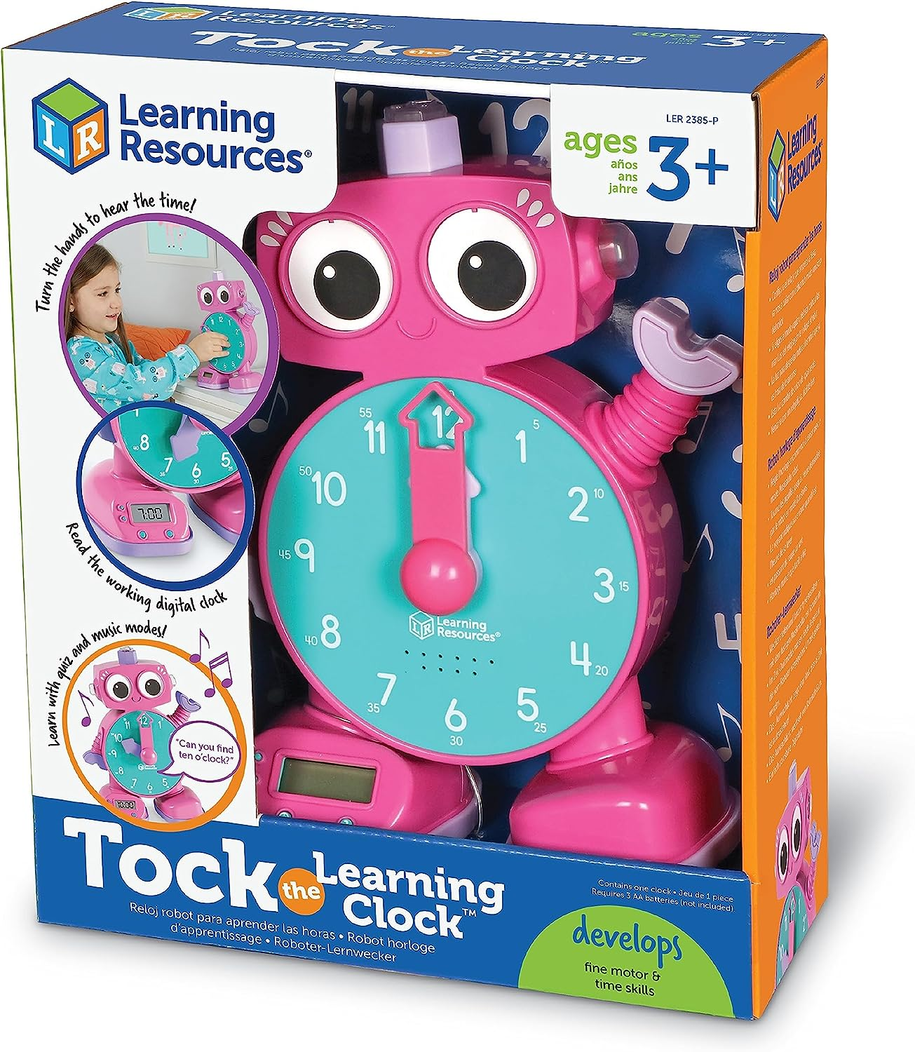 Learning Resources Tock the Learning Clock - 1 Piece, Ages 3+ Educational Talking and Teaching Clock, Toy Clock for Toddlers, Educational Toys for Kids