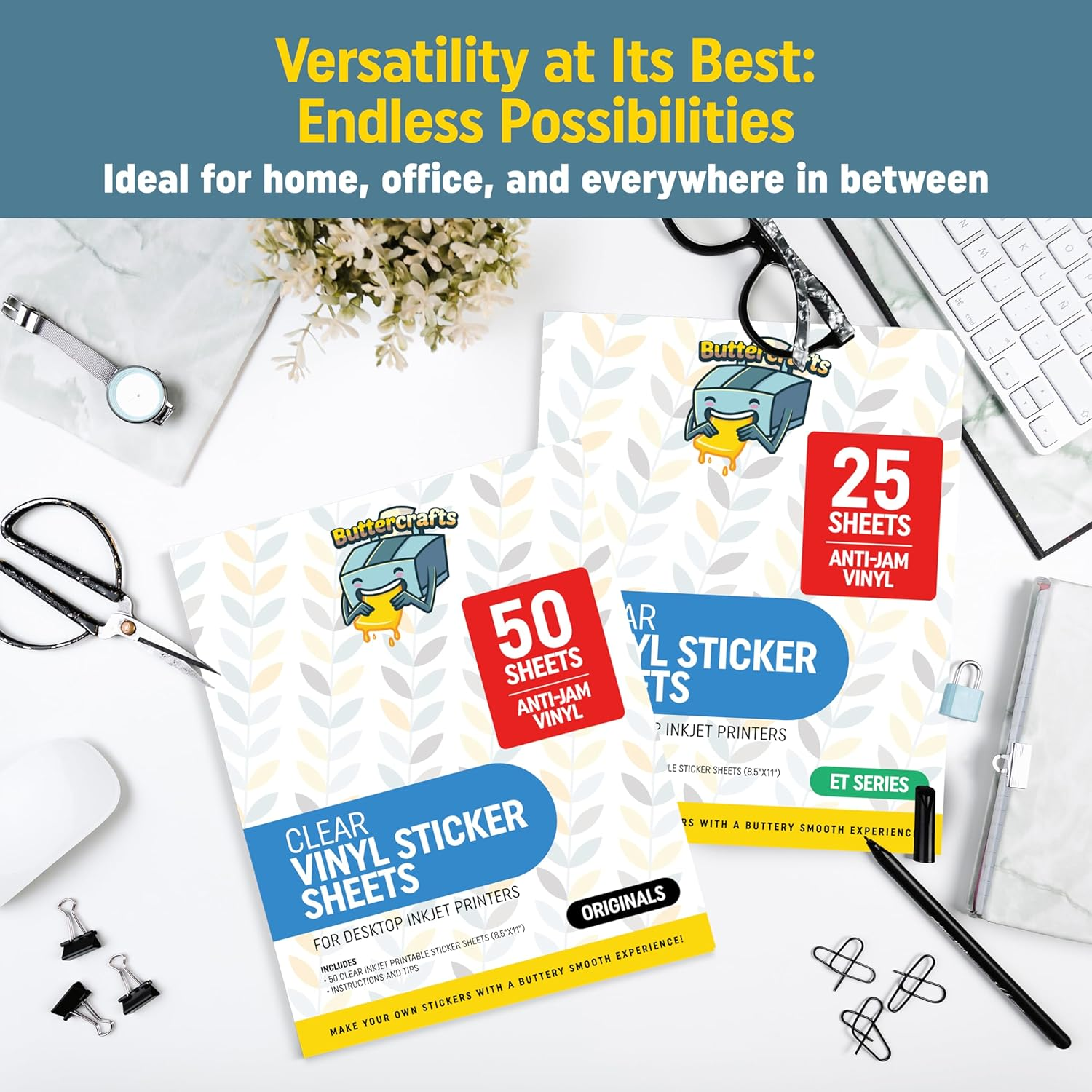 Clear Printable Vinyl for Inkjet Printer - for Epson - (Clear Sticker Paper | Waterproof | 25 Sheets) - Transparent Inkjet Printable Vinyl Sticker Paper Avoid Jams for Printers