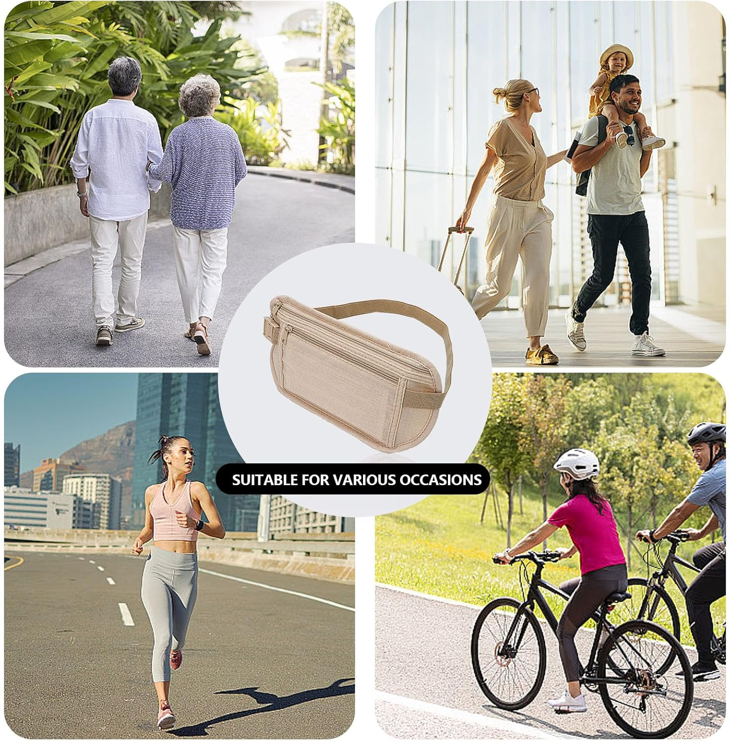 Money Belt for Travel - 2 Pcs Waist Wallet and Hidden Pouch, Passport Holder under Clothes for Women image number 4