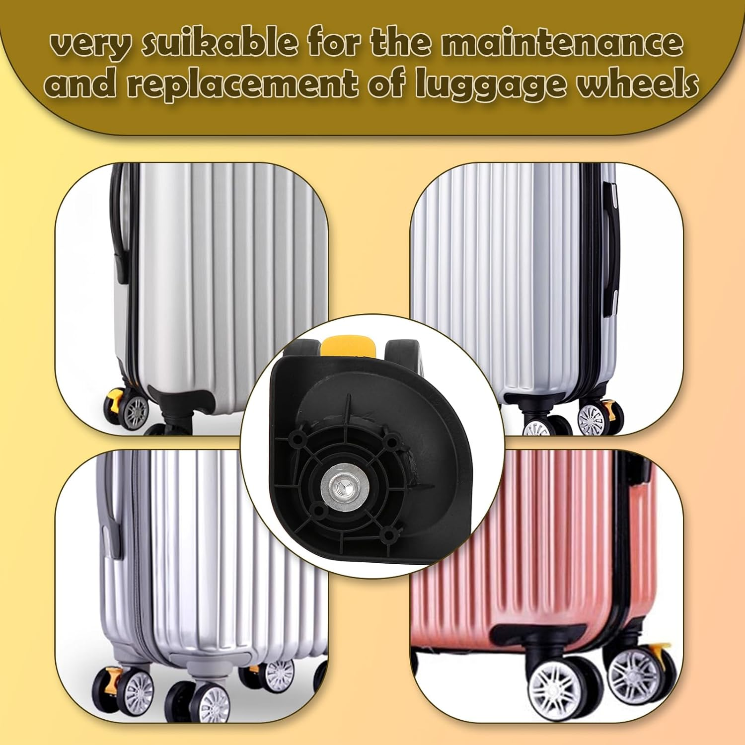 Horoper Luggage Wheels Replacement, 1 Pair Brake Double Row Wheel Luggage Suitcase Caster Wheels Trunk Wheels image number 1