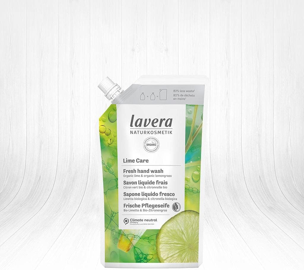 Lavera Refill Pouch Lime Care Hand Wash &bull; Organic Lime & Organic Lemongrass &bull; Mild Cleansing &bull; Vegan &bull; Skin-Neutral Ph &bull; 500Ml