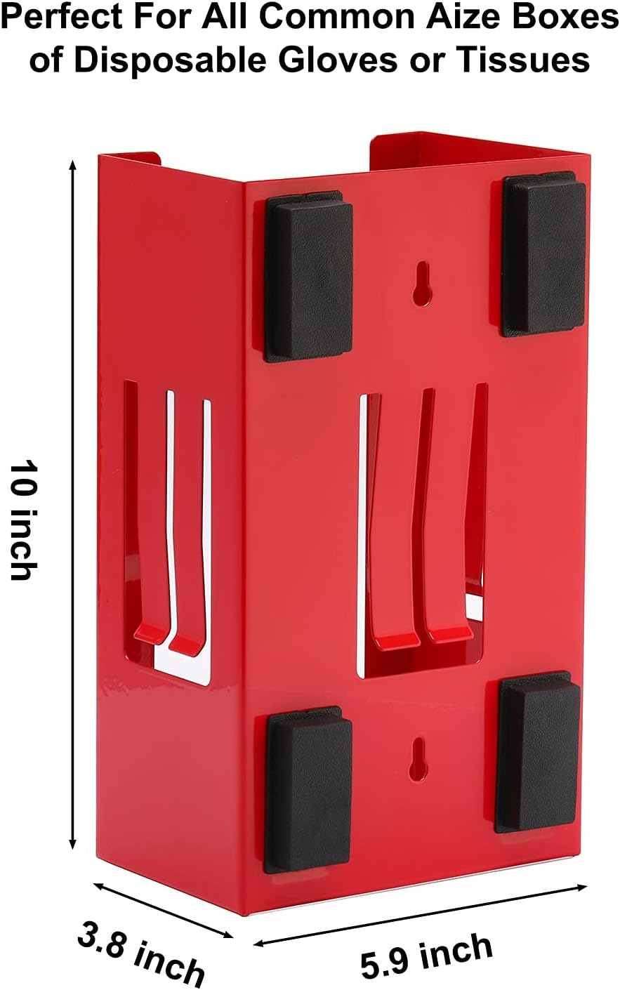 CASOMAN Magnetic Glove Tissue Dispenser, 8LBS Capacity, Red Glove Dispenser Wall Mount Box Holder, Not Include Gloves image number 3