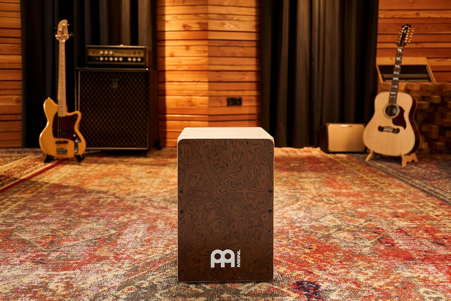 Meinl Percussion Snarecraft Cajon Box Drum with Internal Snares and Bass Tone for Acoustic Music &Acirc;&euro;&rdquo; Made in Europe &Acirc;&euro;&rdquo; Play with Your Hands, Baltic Birch, Burl Wood (SC80BW) image number 5