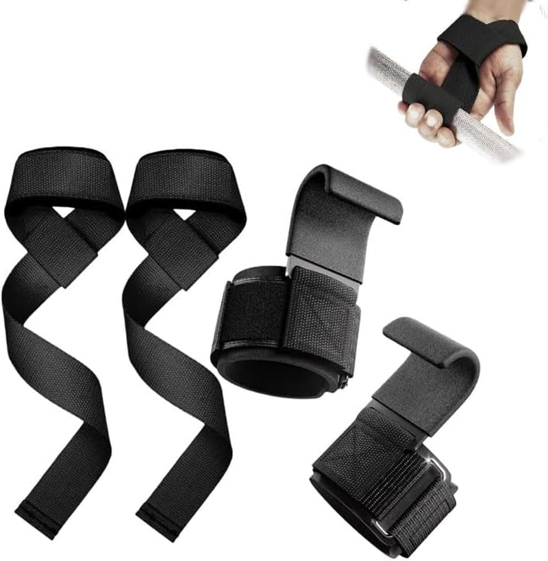Weight Lifting Wrist Straps Set，Stainless Steel Hooks with Non-Slip Pads for Deadlifts, Pull-Ups, and Strength Training
