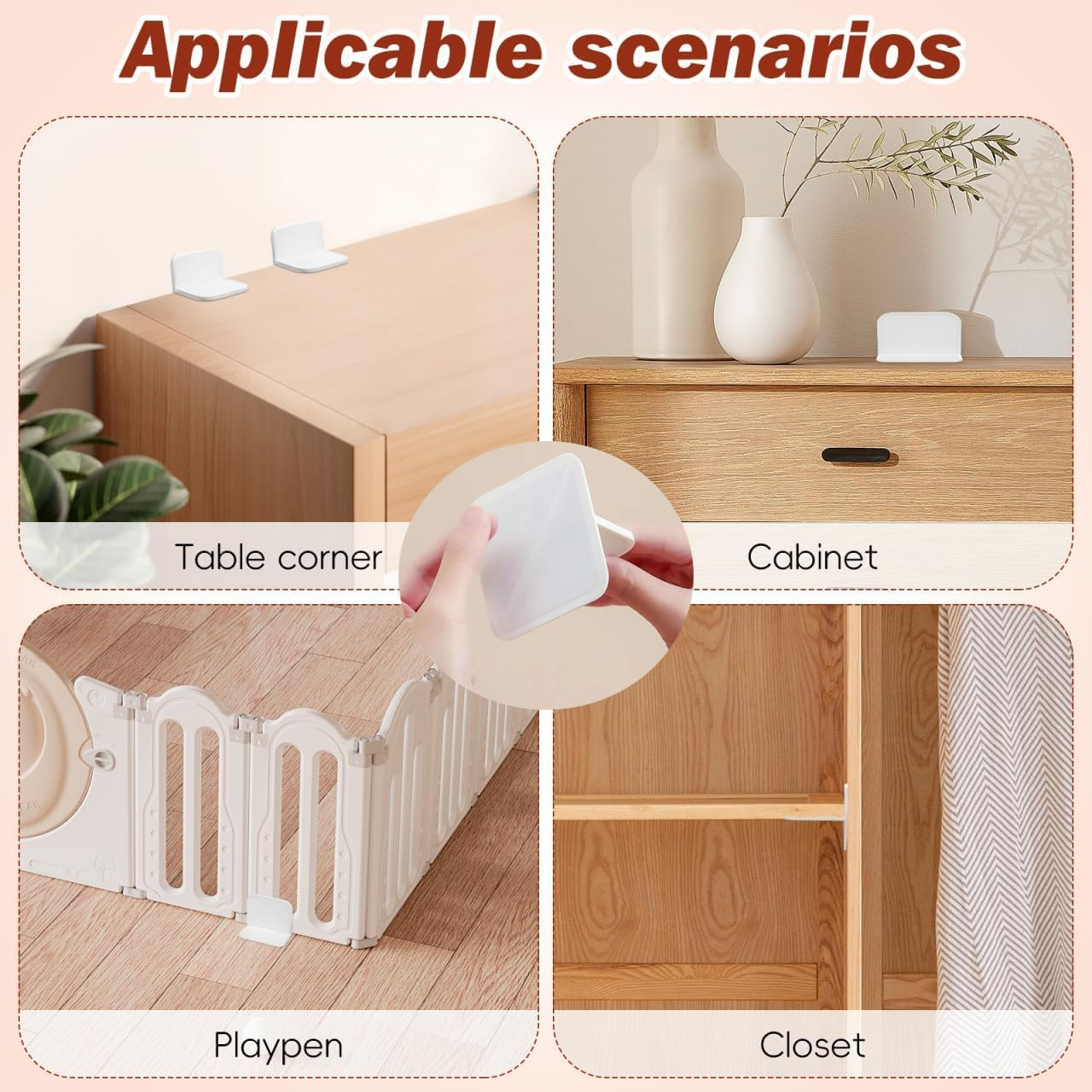 Furniture Anchors for Baby Proofing anti Tip Furniture Anchors Furniture Wall Anchor Secure Bookshelf Dresser Shelf Cabinet to Wall for Child Safety - Removable,No Screw 4 Pcs