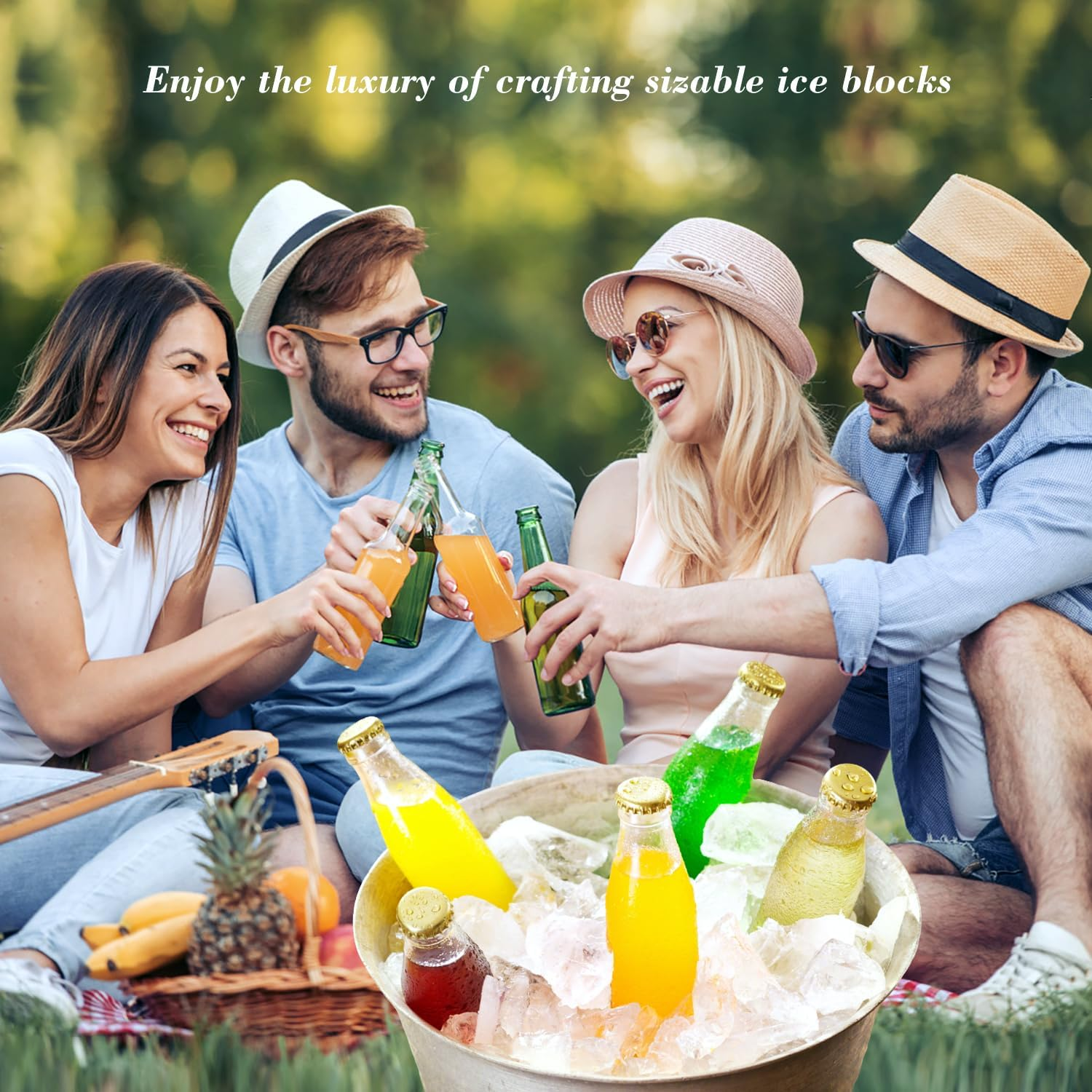 XXL Ice Block Moulds Set of 4 with Premium Silicone - Reusable 2 Kg Mega Ice Cube Trays for Ice Bathing, Cooling Systems & Freezer