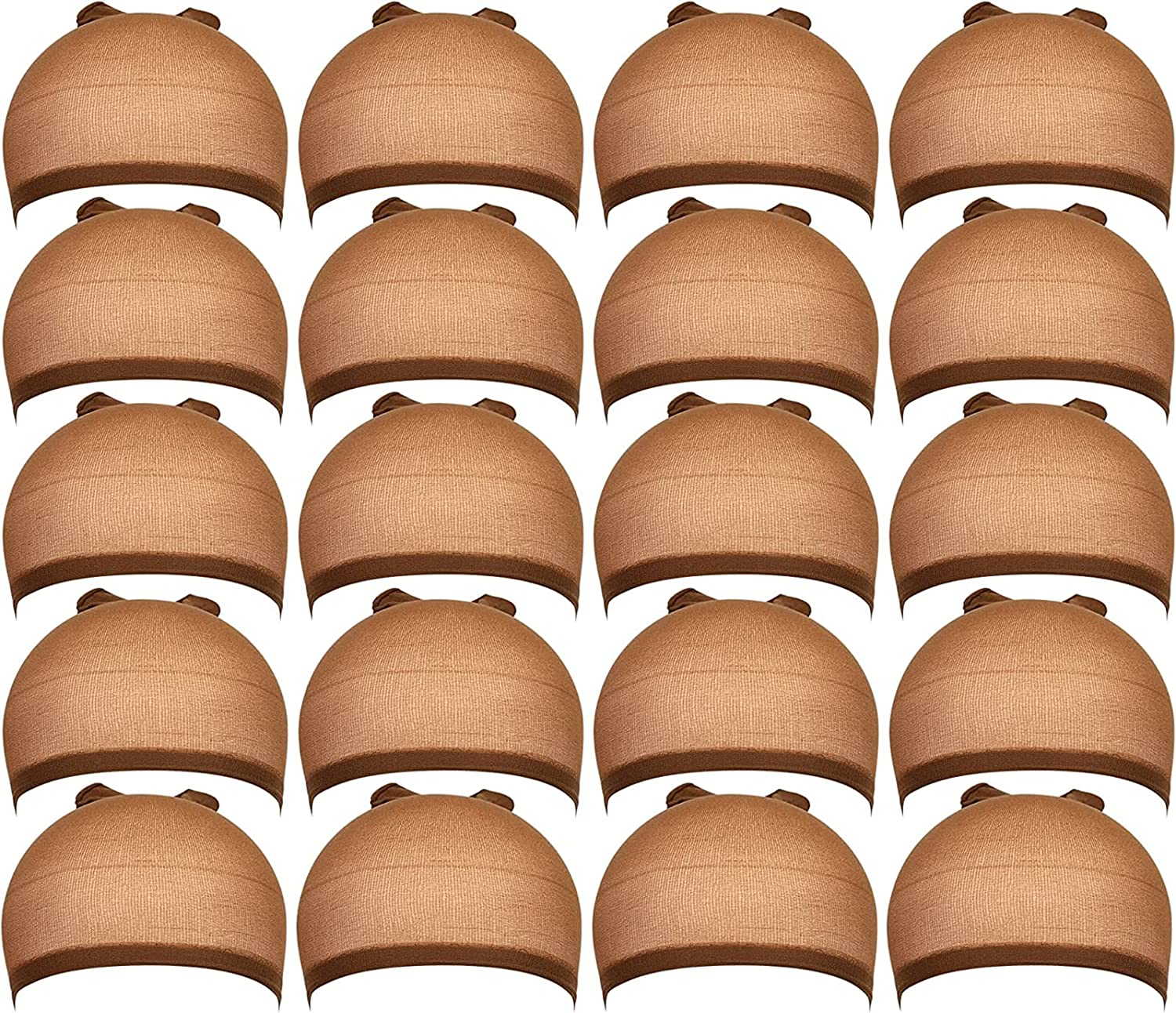 TAVVKE Wig Caps for Women - Nylon Wig Caps for Lace Front Wig Stocking Caps for Wigs Nude Wig Cap 20 Pcs (Light Brown)