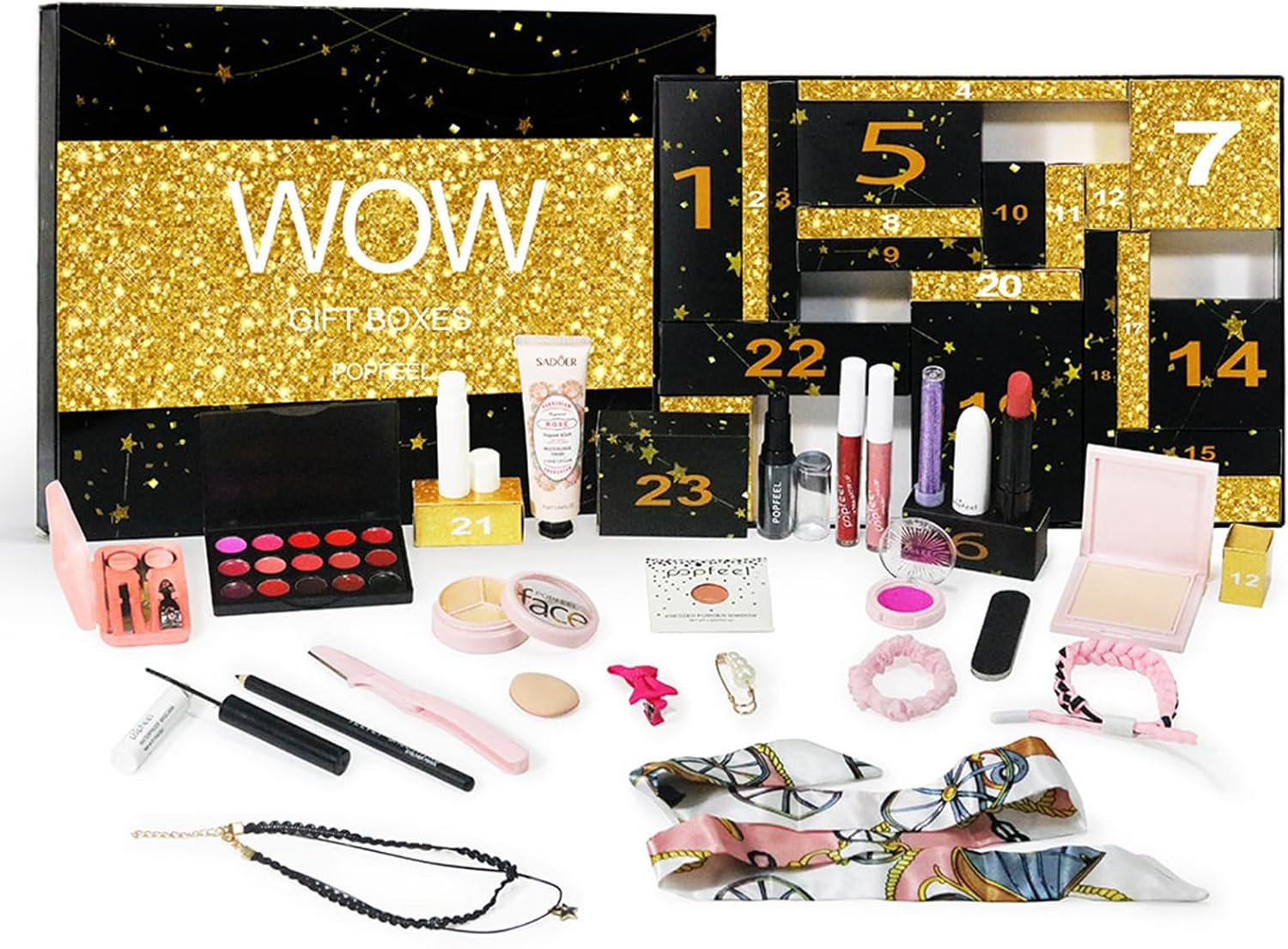 Dynaeuty Makeup Advent Calendar 2025, 24 Days Christmas Countdown Calendar Makeup Set, Xmas Individual Box Calendar for Women Full Kit