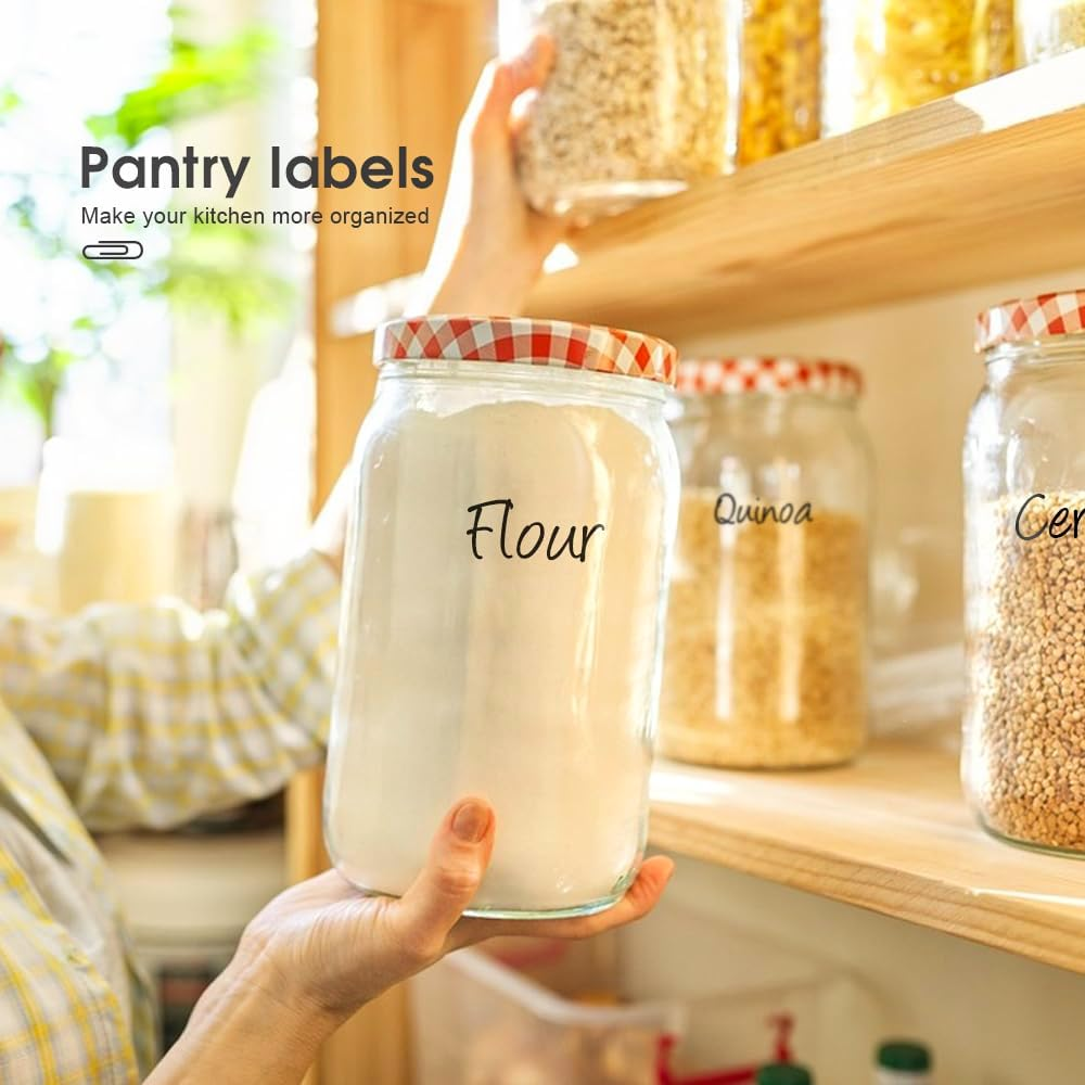 Pantry Labels for Food Containers, 40PCS Pre-Printed Kitchen Food Organization Labels for Storage Canisters Jars Bins,Minimalist Food Labels Stickers Food Jar Label (1Pack) image number 4