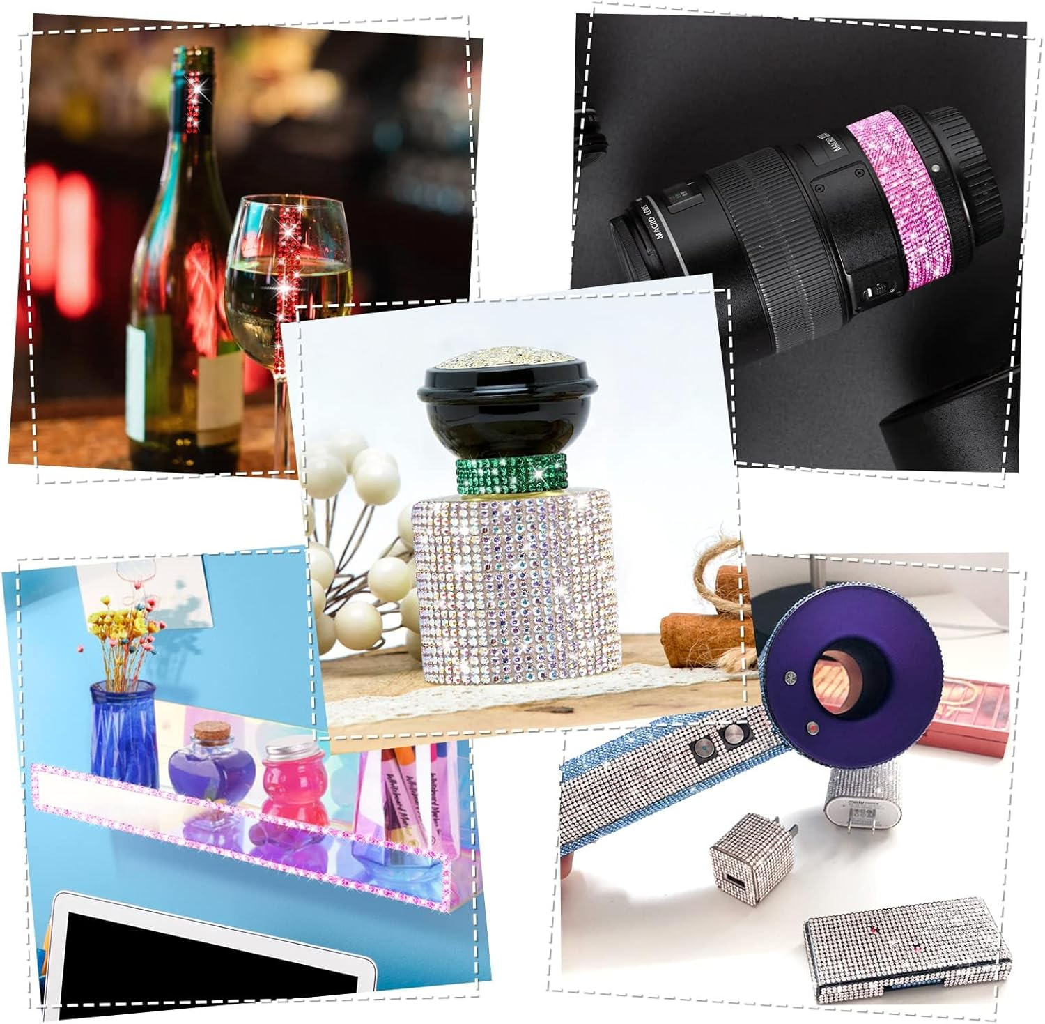 Self Adhesive Crystal Rhinestone Diamond Ribbon 12 Rolls 0.9Cm Wide Total 12 Yards Multi-Functional DIY Decorative Bling Gemstone Arts Crafts Sticker Tape Glitter image number 5