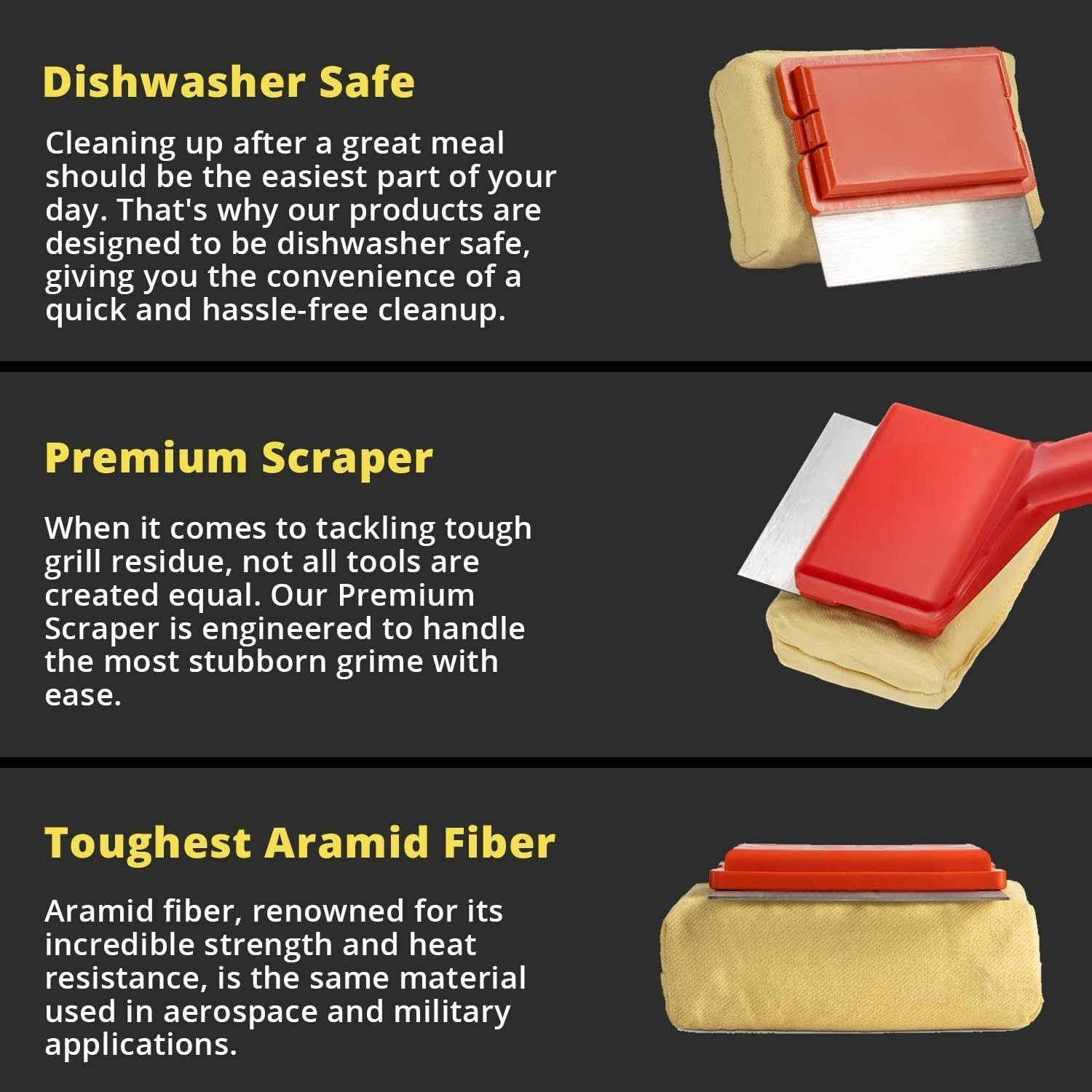 BBQ Replaceable Cleaning Head, Bristle Free - Durable and Unique Grill Tools for Cast Iron or Stainless-Steel Grates, Barbecue Cleaner image number 3