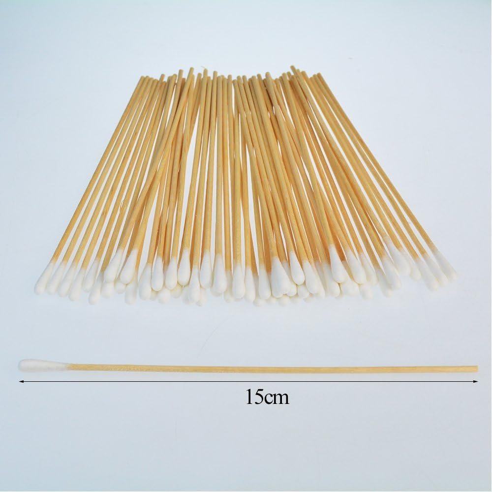 500 Pcs Swabs Cotton Sticks, Bantoye 6 Inches Cleaning Sterile Sticks with Wooden Handle for Wound Clean, Cleaning Makeup, Removal Residue