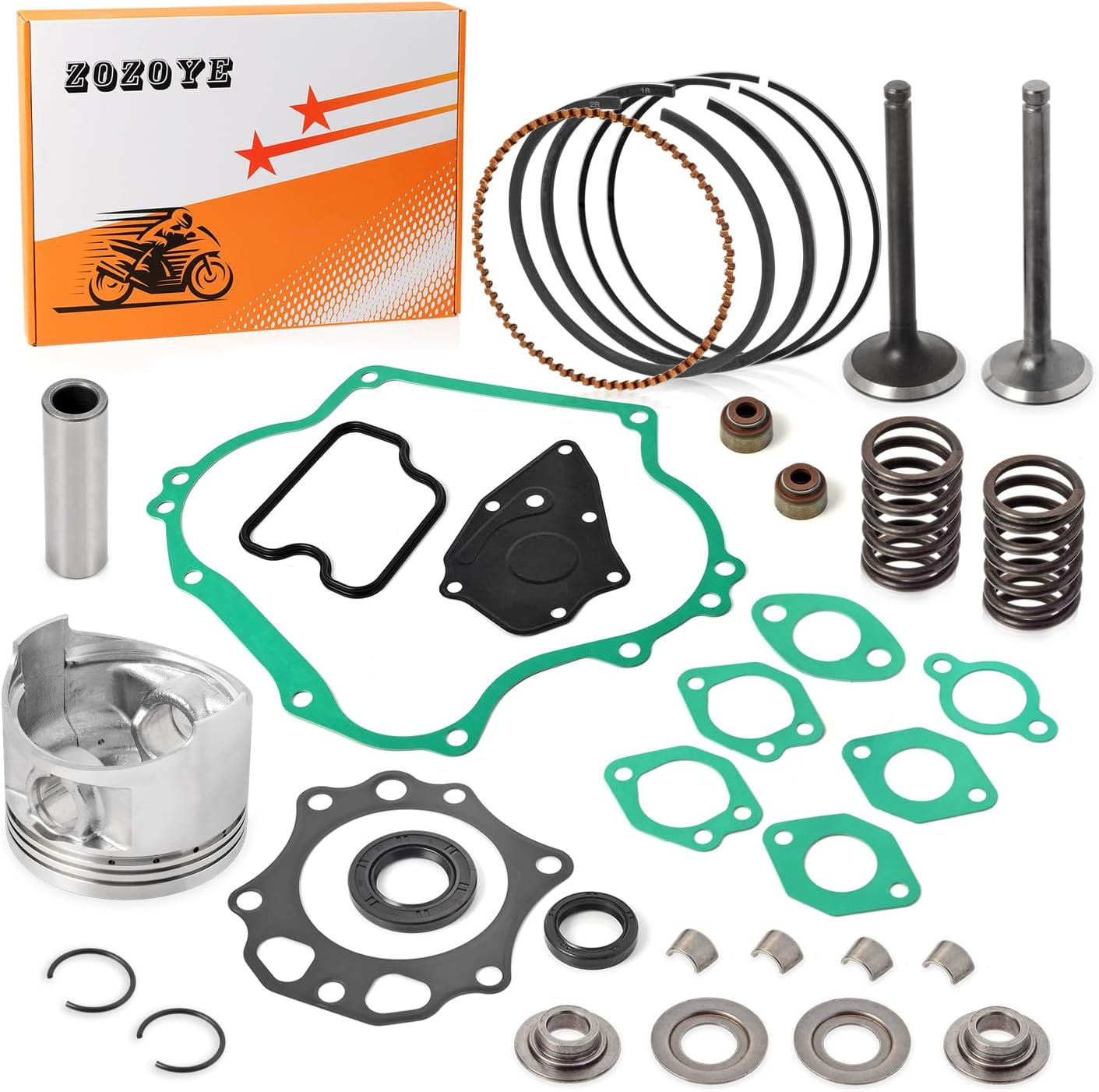 Top End Rebuild Kit Oversize 0.5Mm Piston and Ring Intake Exhaust Valve & Spring Gasket Seal for Club Car DS Precedent Golf Cart FE290 Engine 1992-Up image number 5