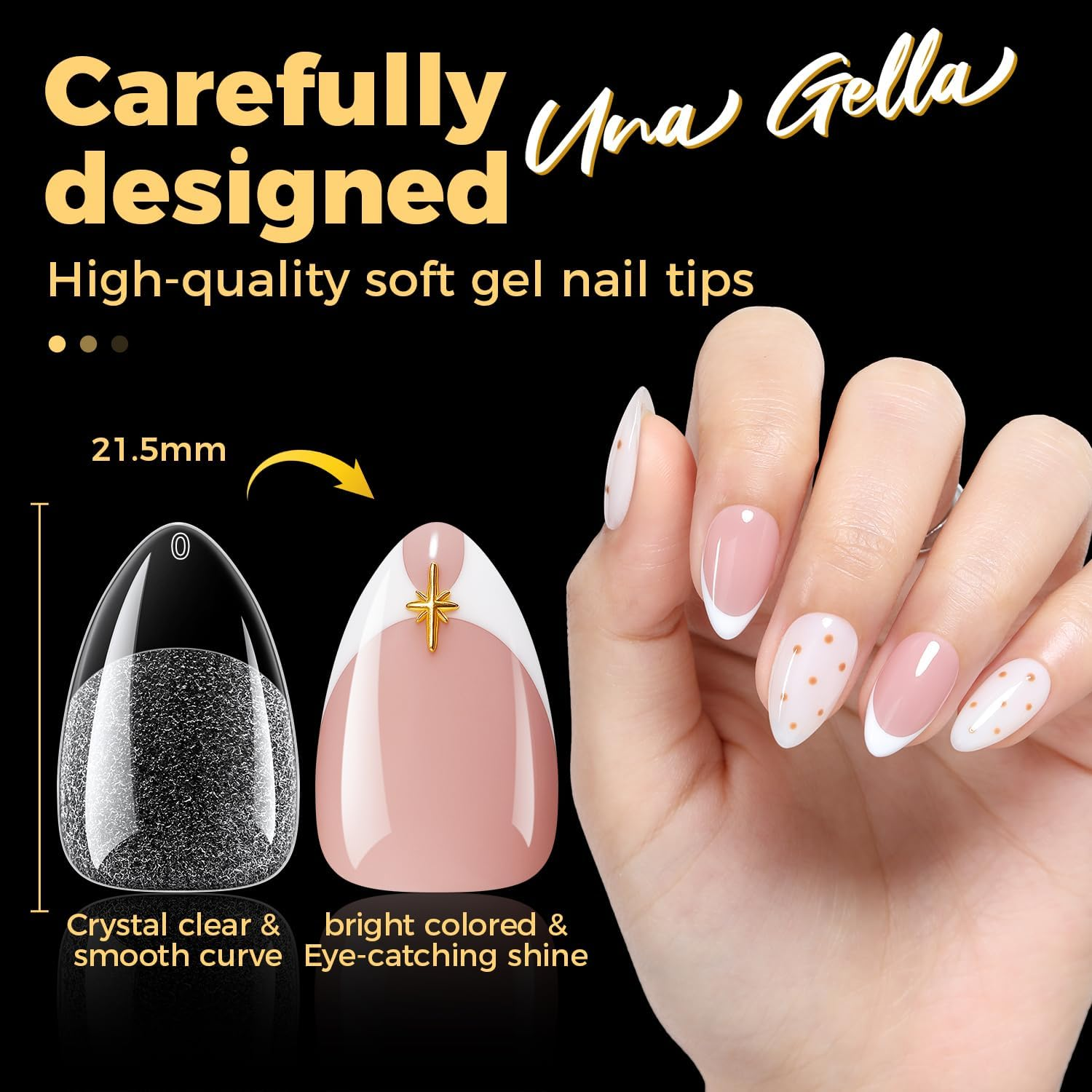 UNA GELLA Almond Nail Tips, Pre-Shape Short Almond Gel Nail Tips 240Pcs Full Cover Soft Gel Fake Nails No C Curve Press on Nails for Women Girl at Home DIY Salon with Box 12 Sizes image number 6